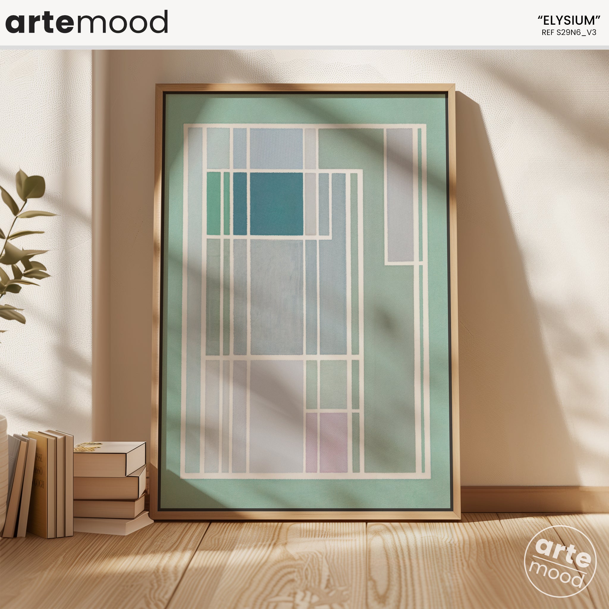 Pastel Color Block Art Print, Light Soft Tones, Abstract Artwork Print On Canvas - Minimalist Geometric Modern Art - White, Green, Pink, Blue, Minimal Composition Geometrical