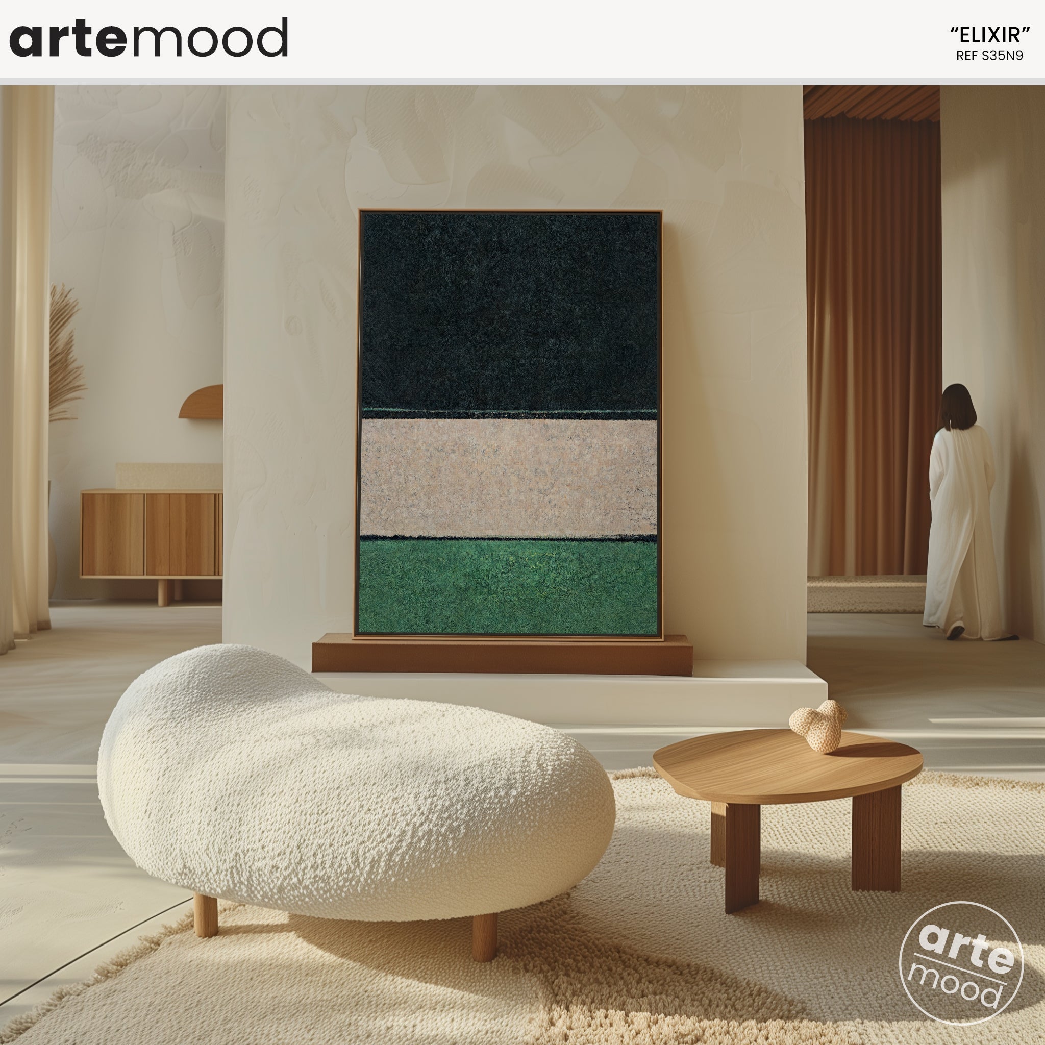 Color Field Artwork Print On Canvas - Gree, Black, White Art, Minimalist, Zen, Serene, Rothko Style Wall Art Decor