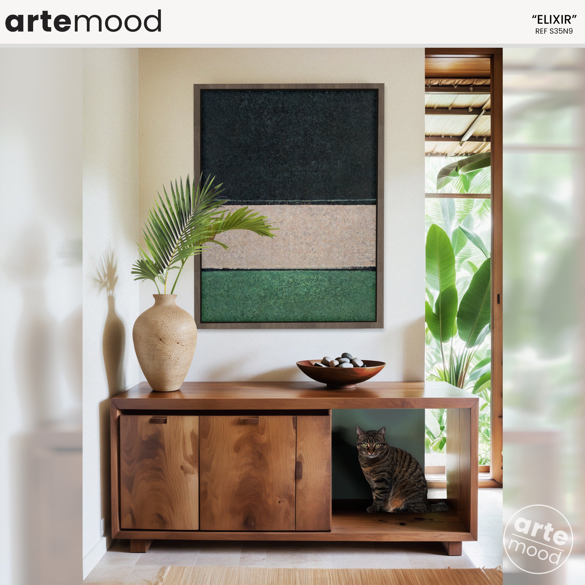 Color Field Artwork Print On Canvas - Gree, Black, White Art, Minimalist, Zen, Serene, Rothko Style Wall Art Decor