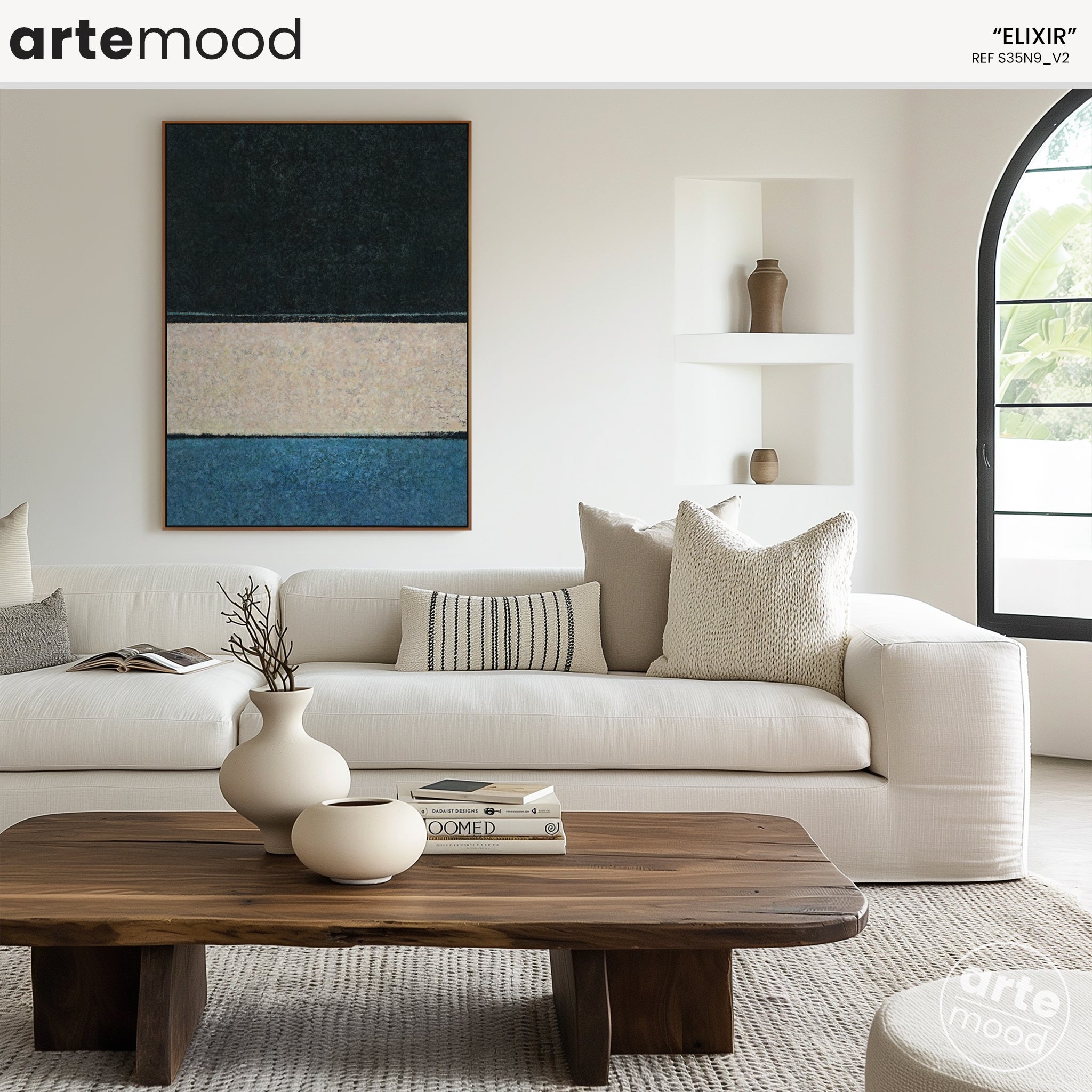 Color Field Artwork Print On Canvas - Minimalist, Zen, White, Blue, Black, Rothko Style Wall Art Framed