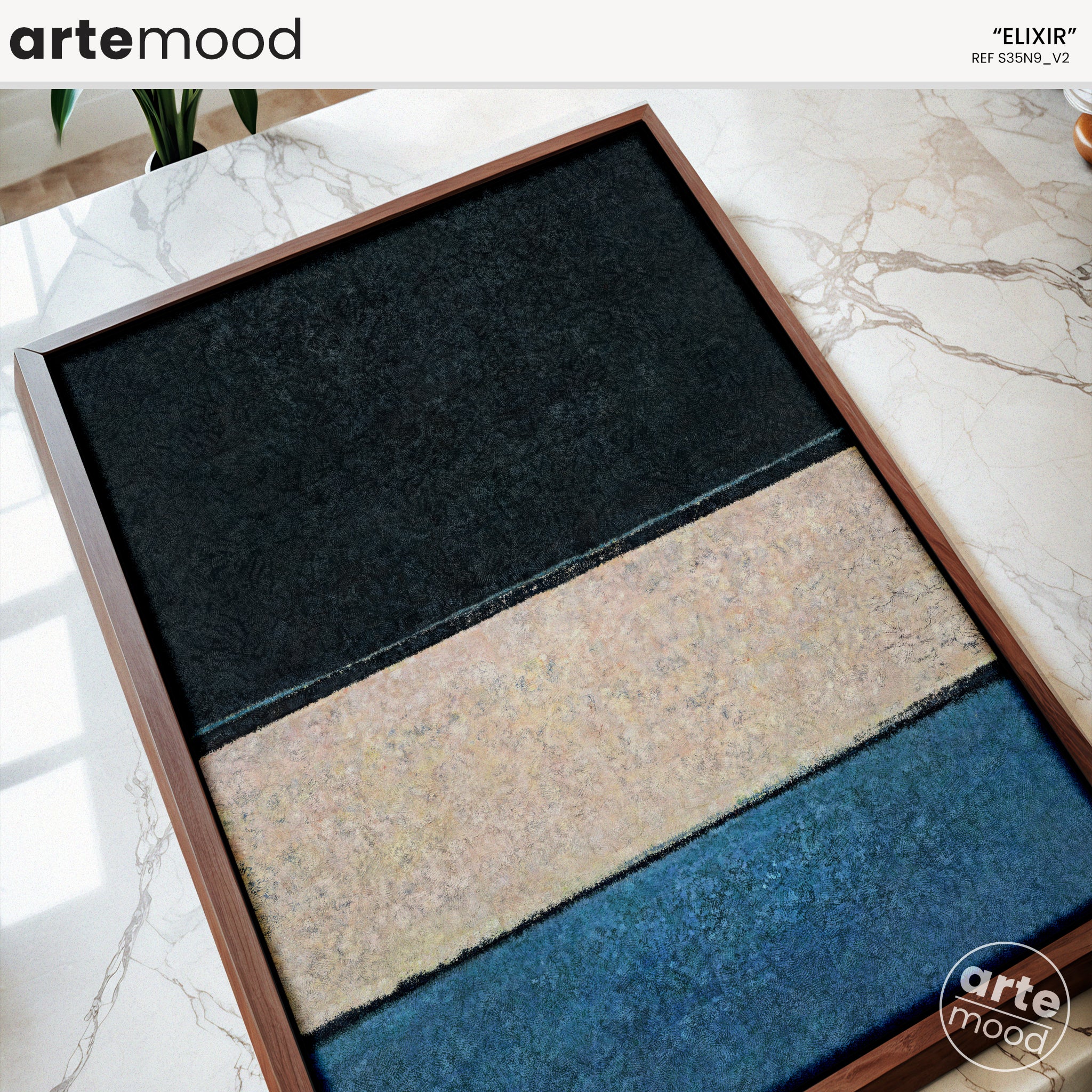 Color Field Artwork Print On Canvas - Minimalist, Zen, White, Blue, Black, Rothko Style Wall Art Framed