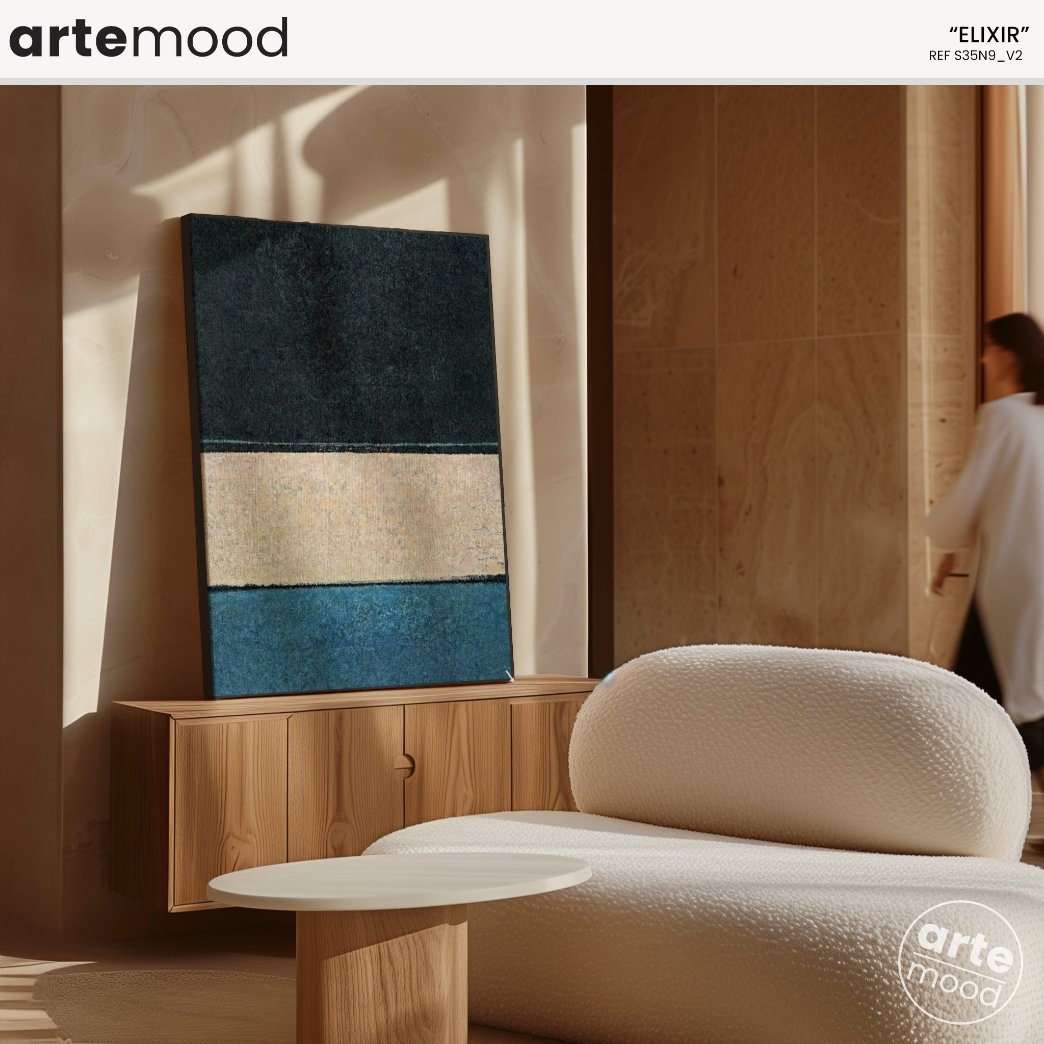 Color Field Artwork Print On Canvas - Minimalist, Zen, White, Blue, Black, Rothko Style Wall Art Framed