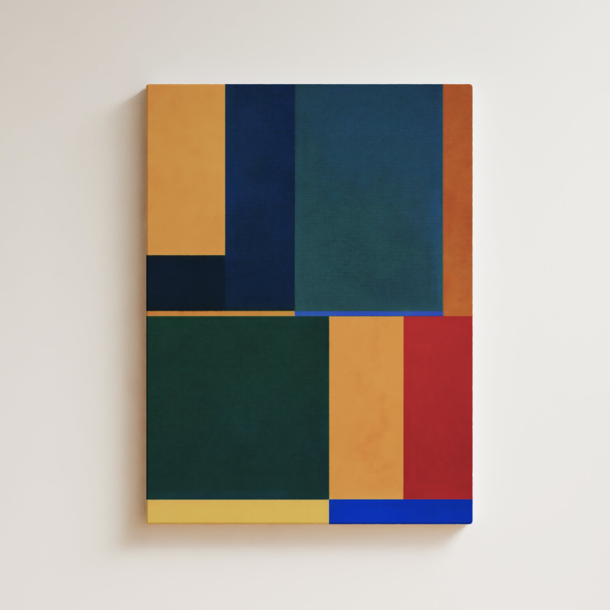 Abstract Artwork Print On Canvas - Minimalist Geometric Modern Art - Green, Yellow, Red, Blue, Composition Wall Art