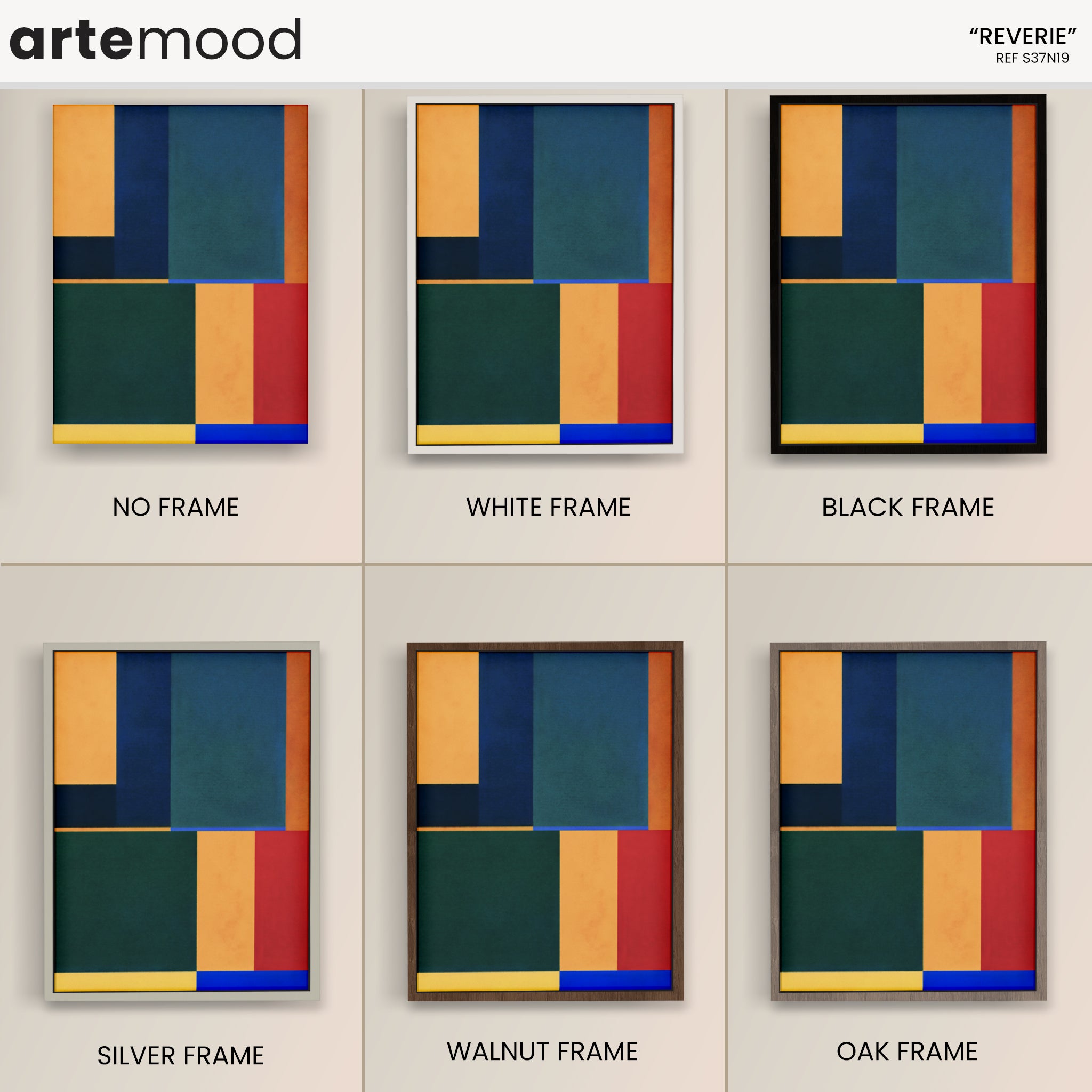 Abstract Artwork Print On Canvas - Minimalist Geometric Modern Art - Green, Yellow, Red, Blue, Composition Wall Art