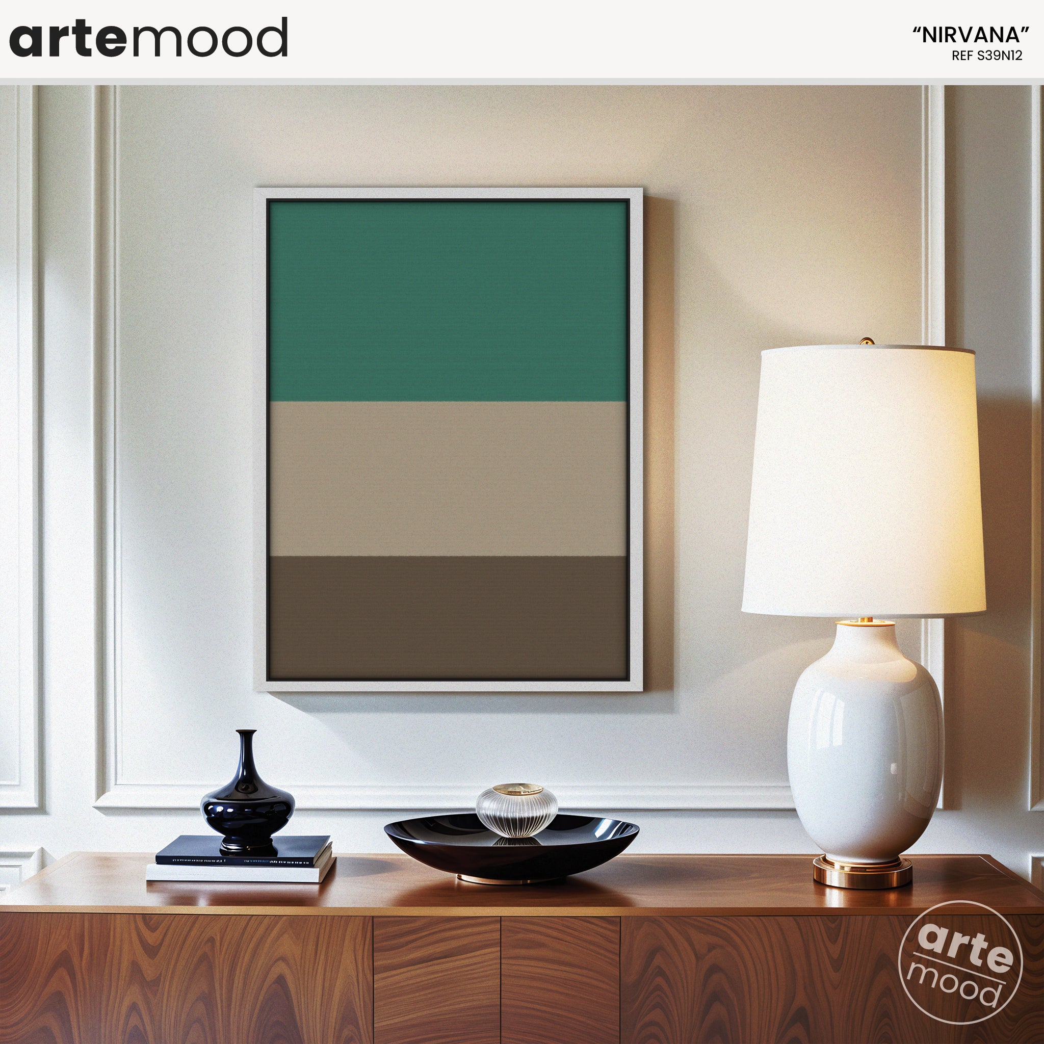 Color Field Artwork Print On Canvas - Minimalist, Zen,Green, Beige, Brown, Pastel, Calm, Nature