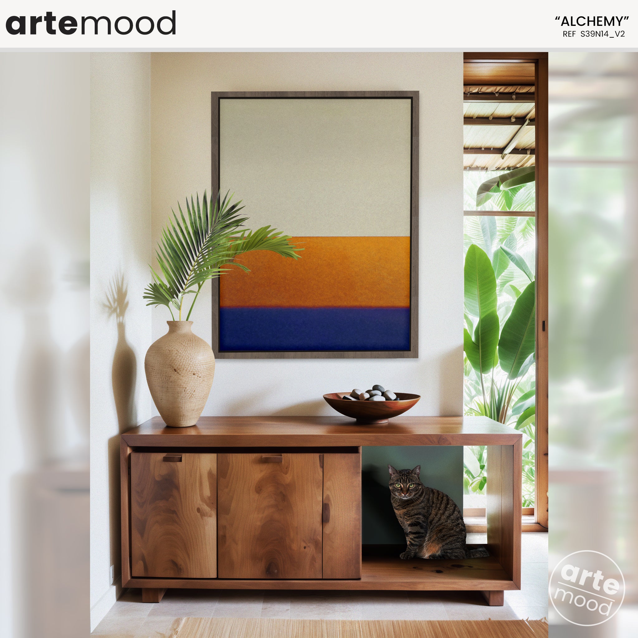 Color Field Artwork Print On Canvas - Minimalist, Zen, White, Orange, Blue, Rothko Style Wall Art