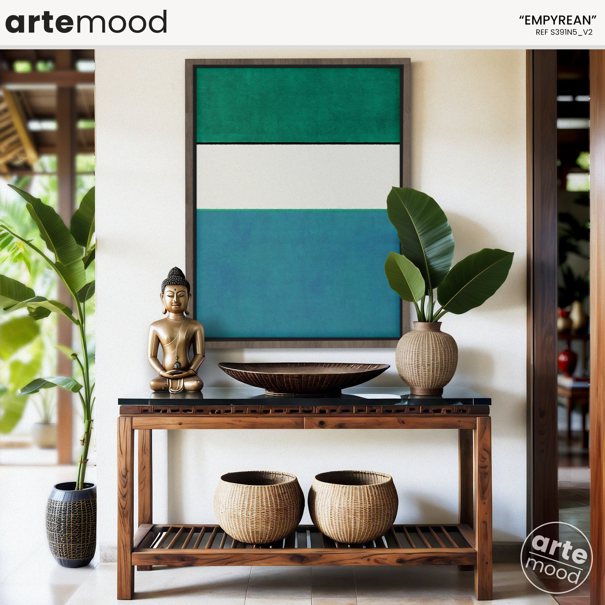 Color Field Artwork Print On Canvas - Minimalist, Zen, Blue, White, Green, Minimal Modern Wall Art Decor