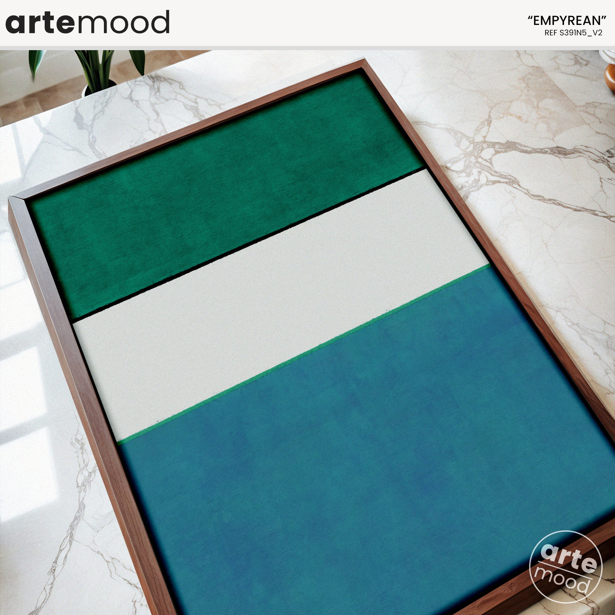 Color Field Artwork Print On Canvas - Minimalist, Zen, Blue, White, Green, Minimal Modern Wall Art Decor
