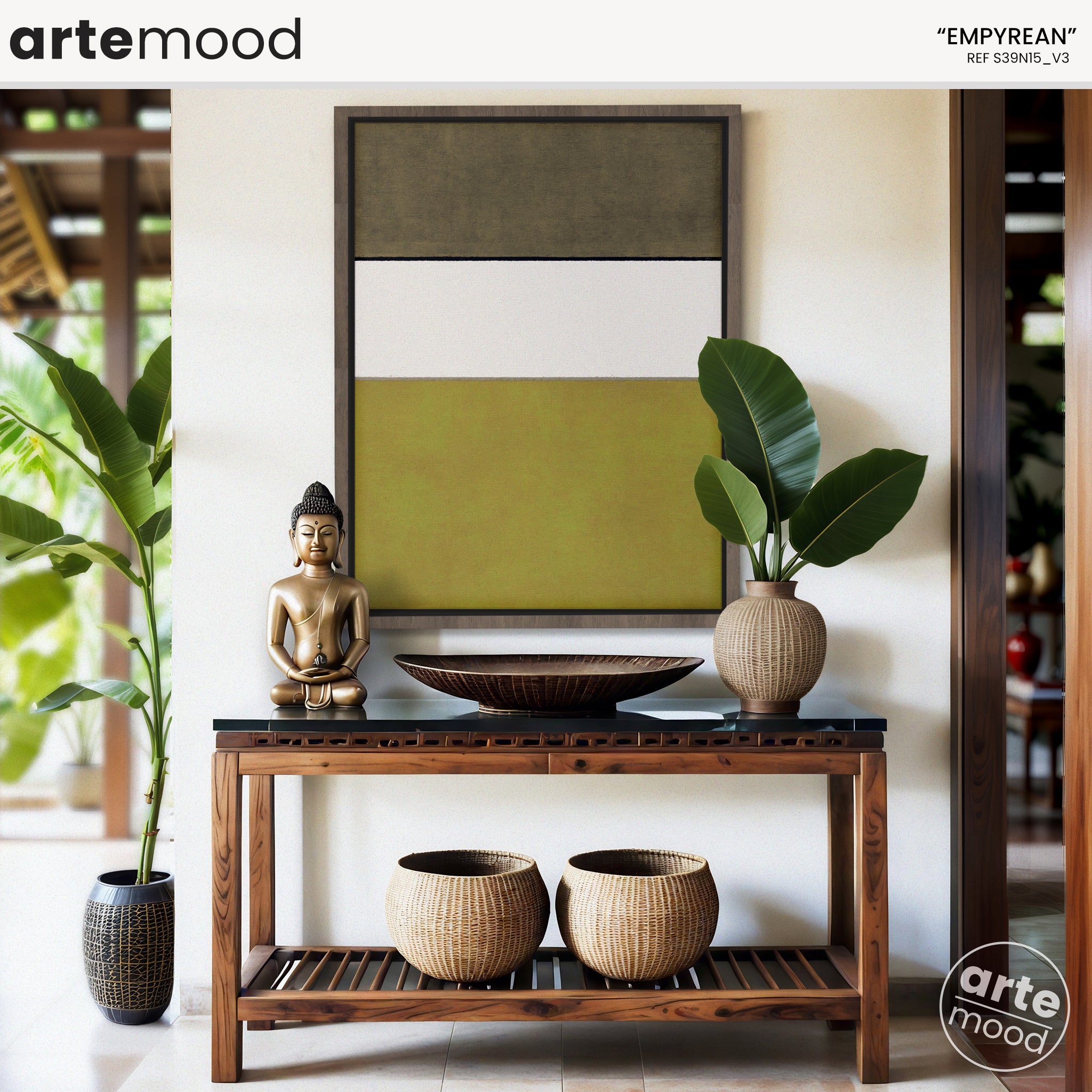 Color Field Artwork Print On Canvas - Minimalist, Zen, Earth Tones, White, Gold, Mustard Color, Sophisticated, Yellow Wall Art, Golden Room Decor