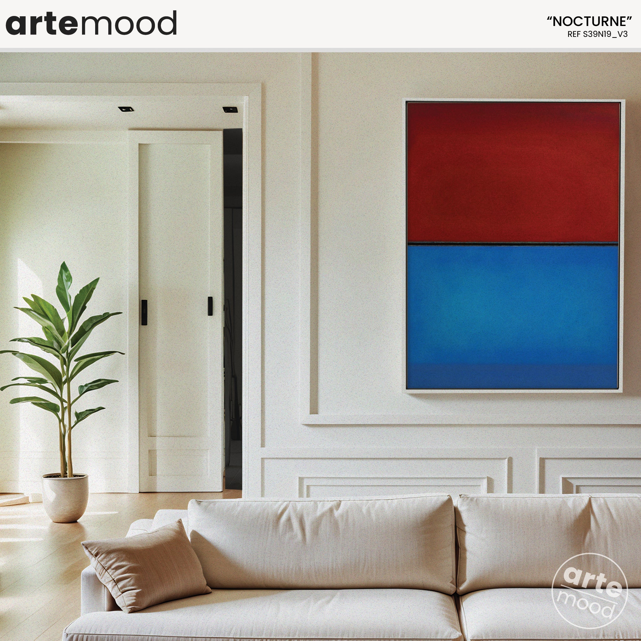 Color Field Artwork Print On Canvas - Minimalist, Zen, Red, Blue, Mark Rothko Style Wall Art Decor