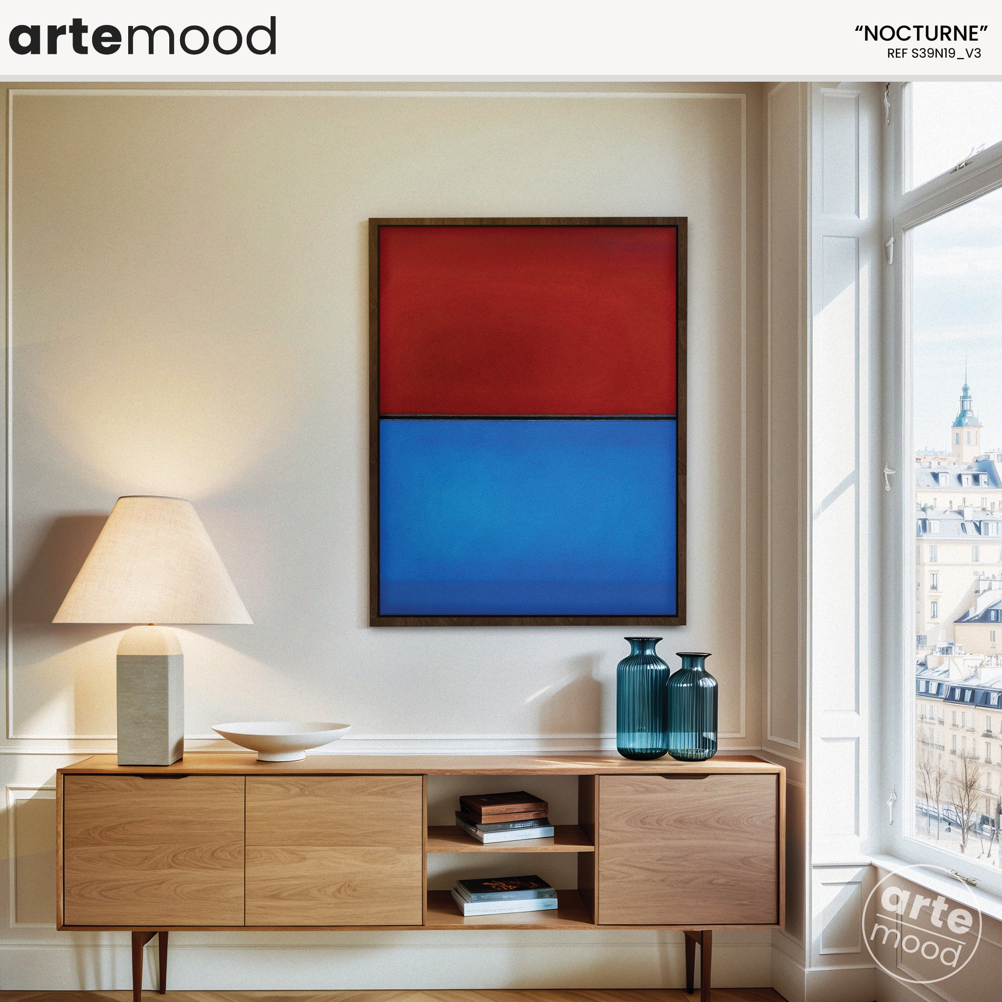 Color Field Artwork Print On Canvas - Minimalist, Zen, Red, Blue, Mark Rothko Style Wall Art Decor