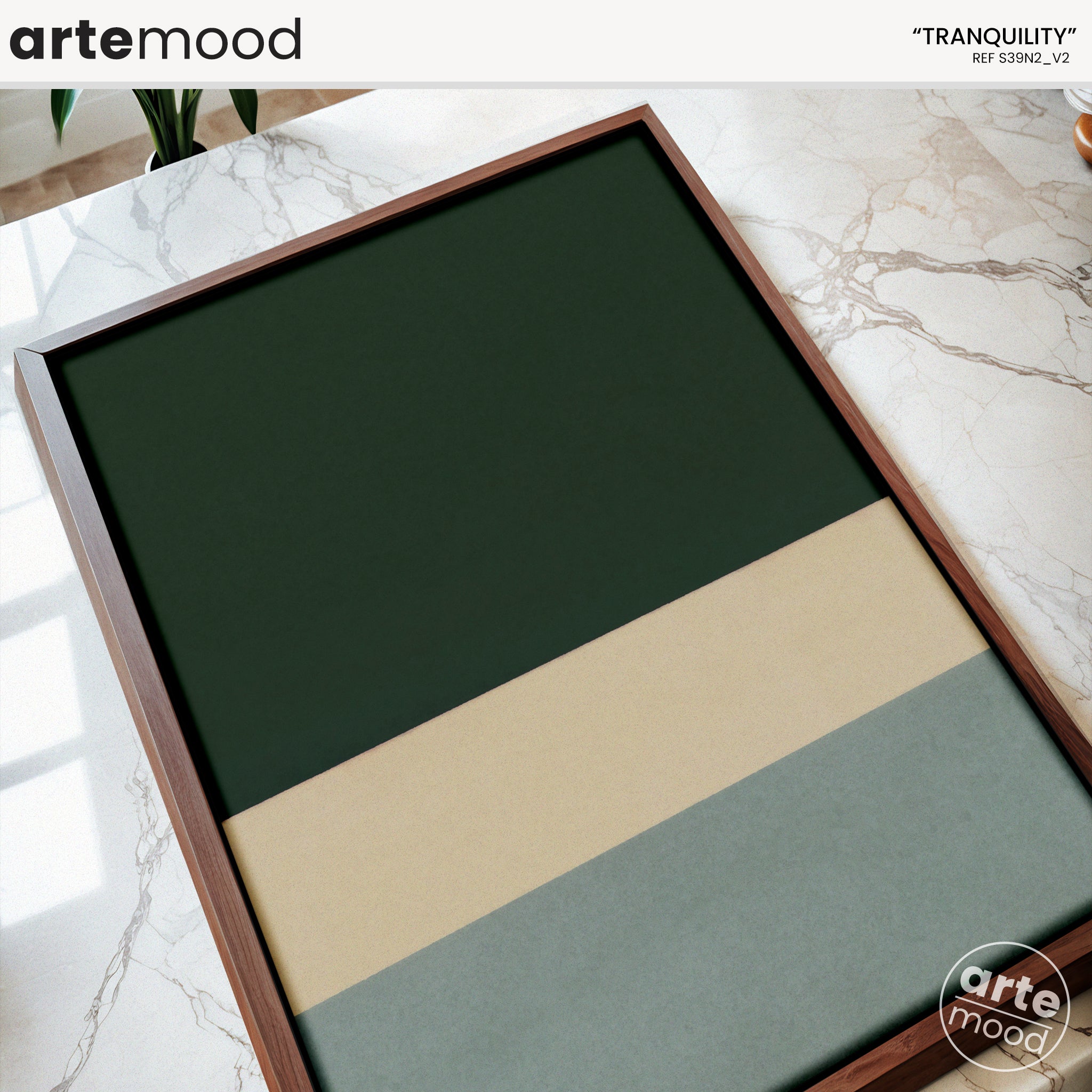 Color Field Artwork Print On Canvas - Minimalist, Zen, Green, Blue, Serene, Rothko Style Wall Art Framed Canvas