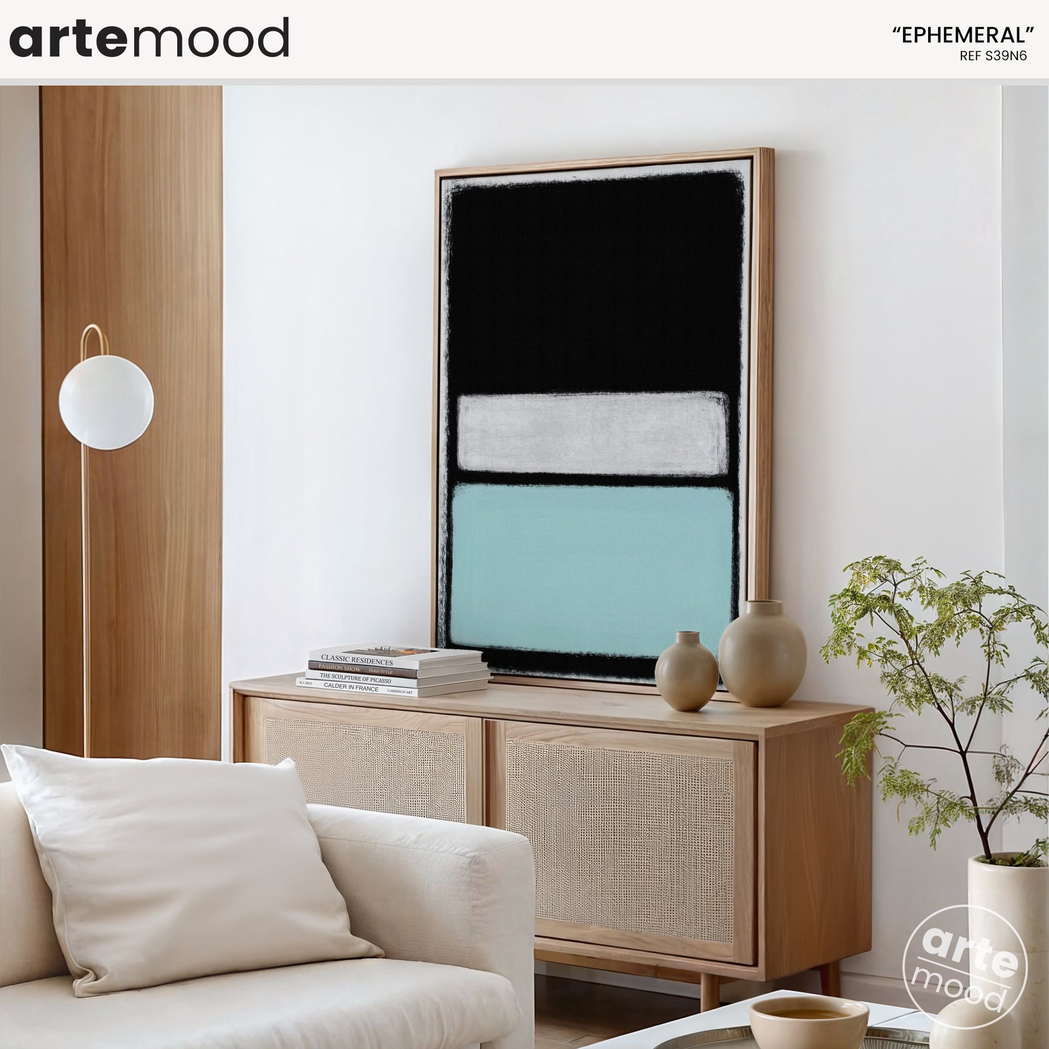 Color Field Artwork Print On Canvas - Minimalist, Zen, Blue, White, Ice Blue Art, Rothko Art Print, Black & White