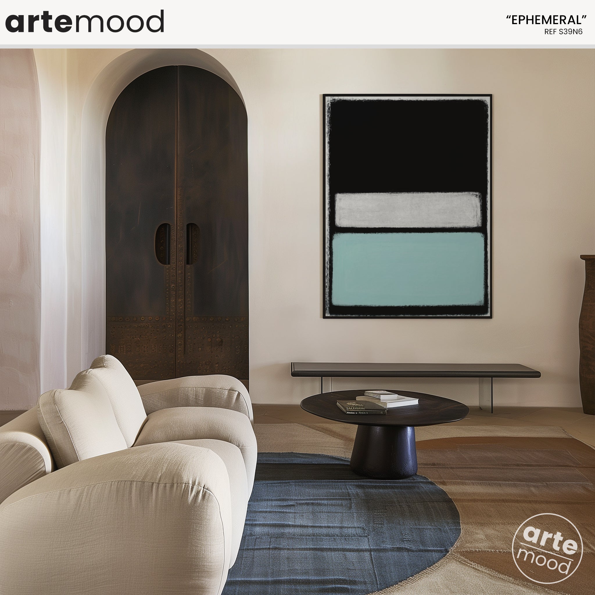 Color Field Artwork Print On Canvas - Minimalist, Zen, Blue, White, Ice Blue Art, Rothko Art Print, Black & White