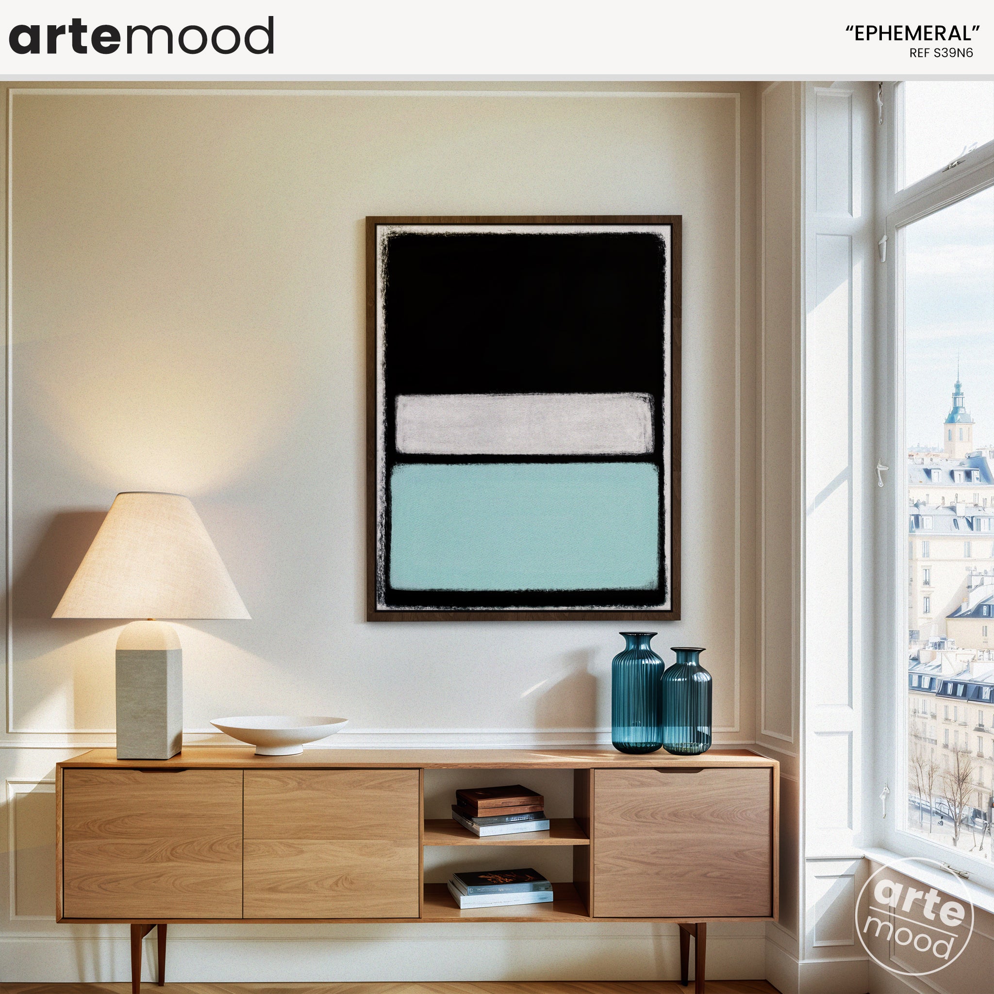 Color Field Artwork Print On Canvas - Minimalist, Zen, Blue, White, Ice Blue Art, Rothko Art Print, Black & White