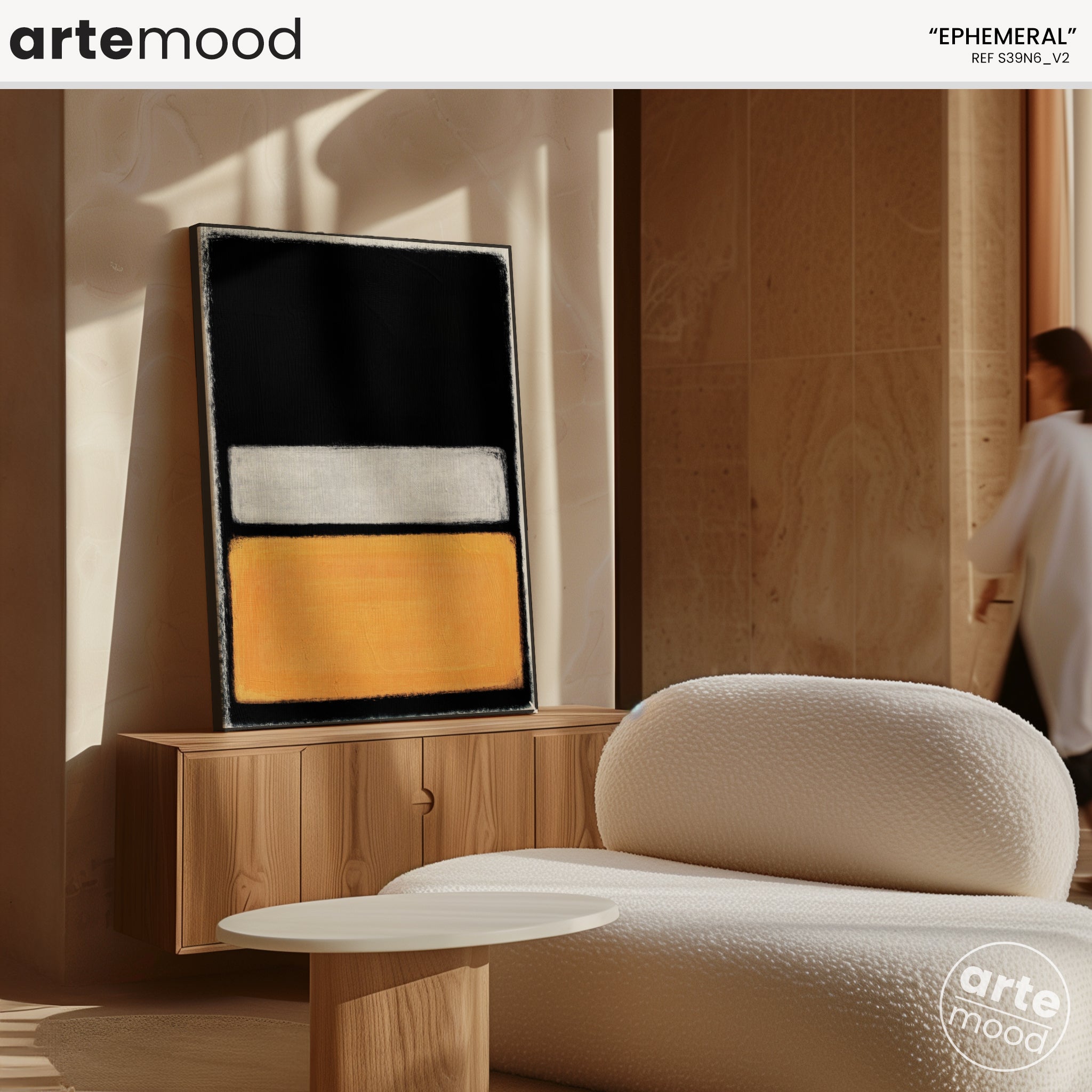 Color Field Artwork Print On Canvas - Minimalist, Zen, Black, Yellow, Rothko Style Wall Art