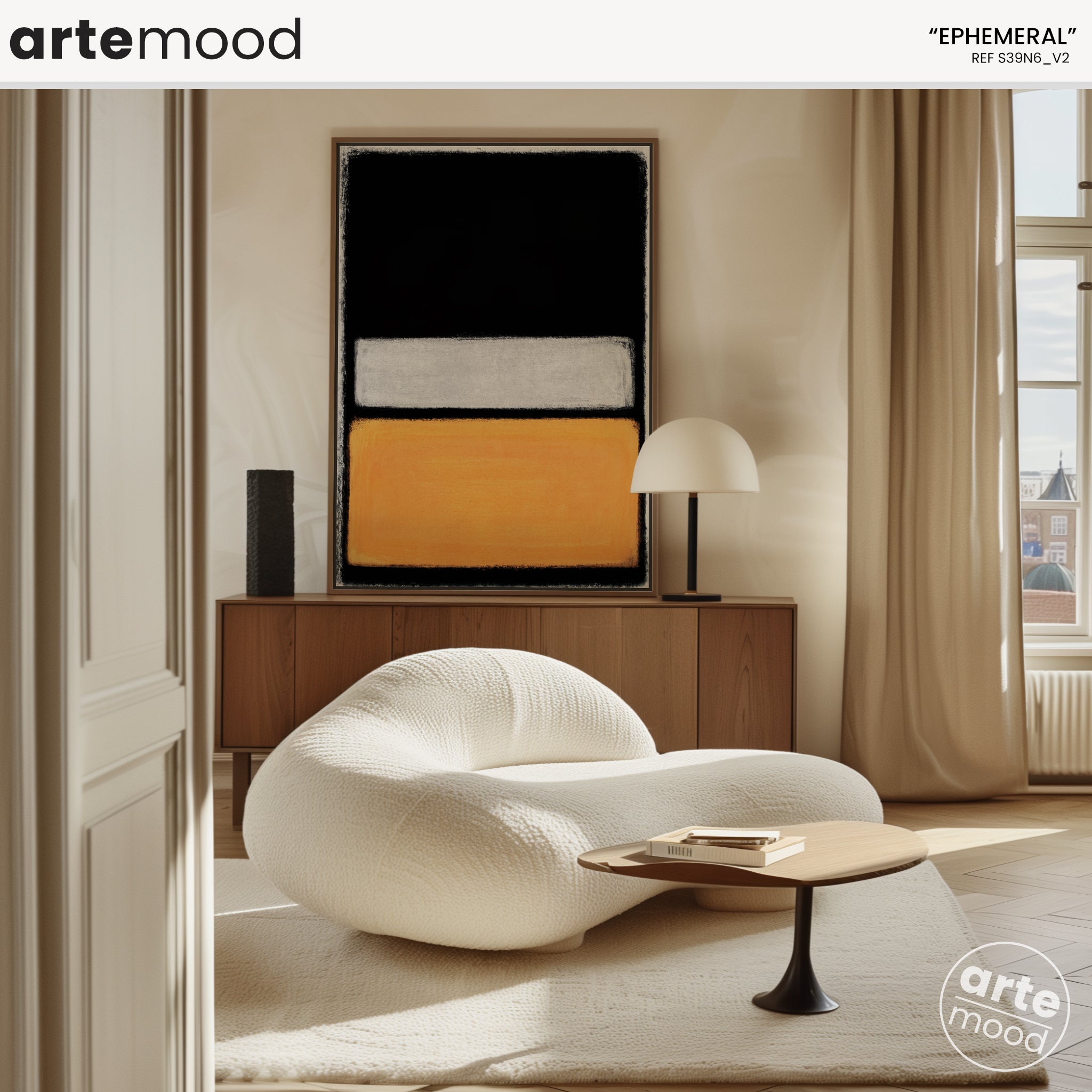 Color Field Artwork Print On Canvas - Minimalist, Zen, Black, Yellow, Rothko Style Wall Art