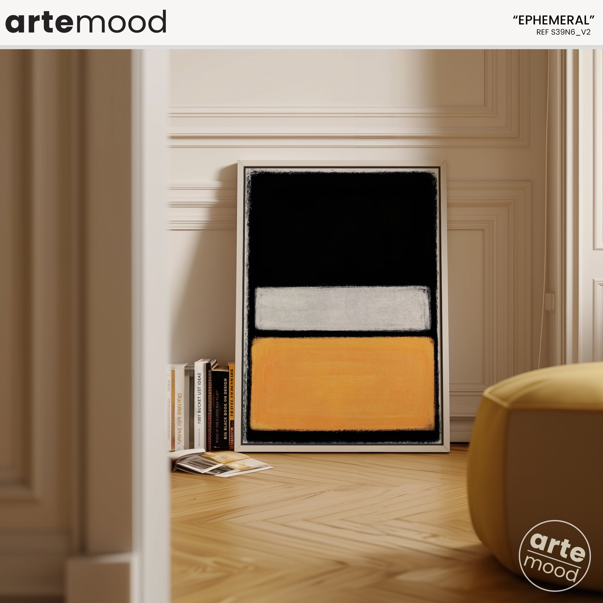 Color Field Artwork Print On Canvas - Minimalist, Zen, Black, Yellow, Rothko Style Wall Art