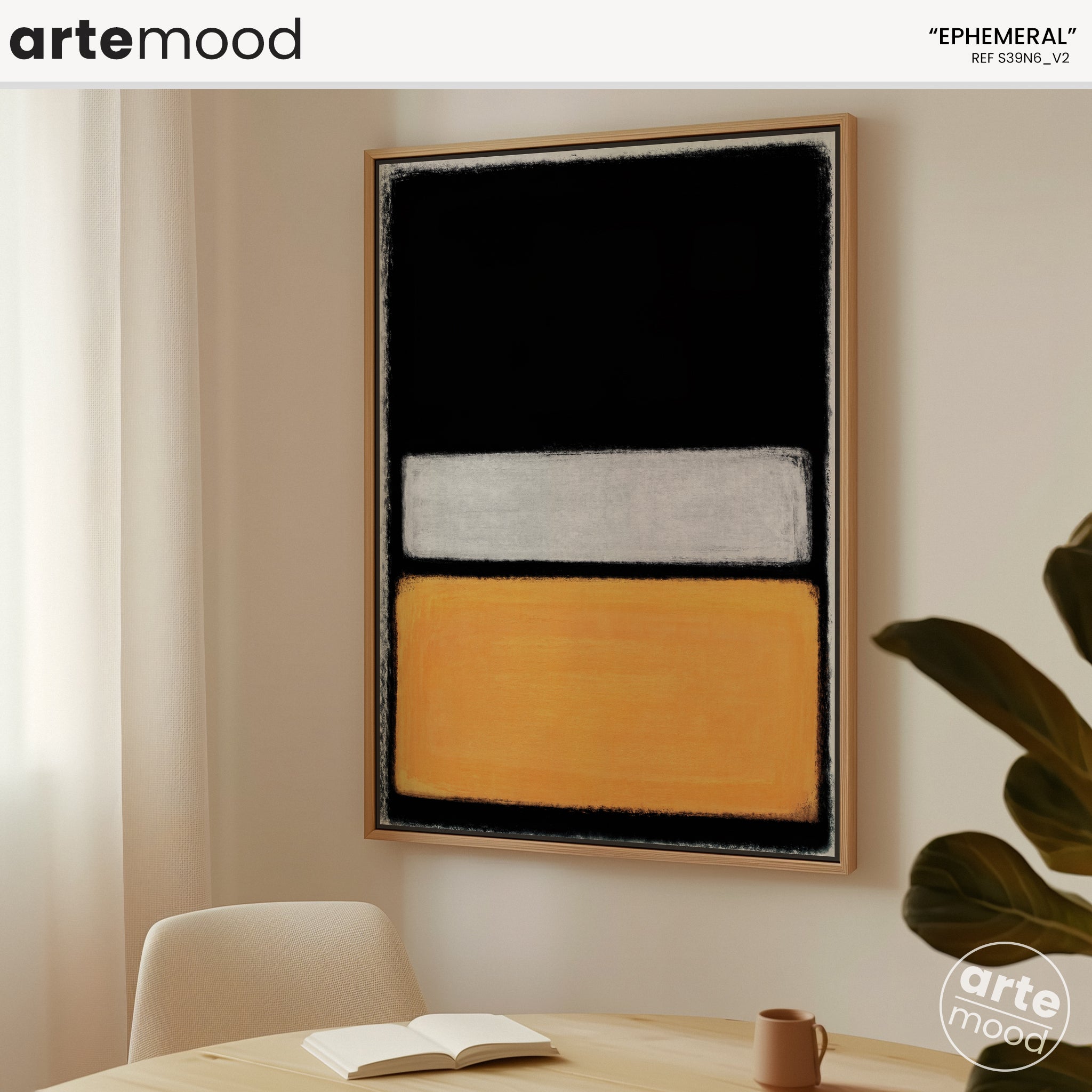 Color Field Artwork Print On Canvas - Minimalist, Zen, Black, Yellow, Rothko Style Wall Art