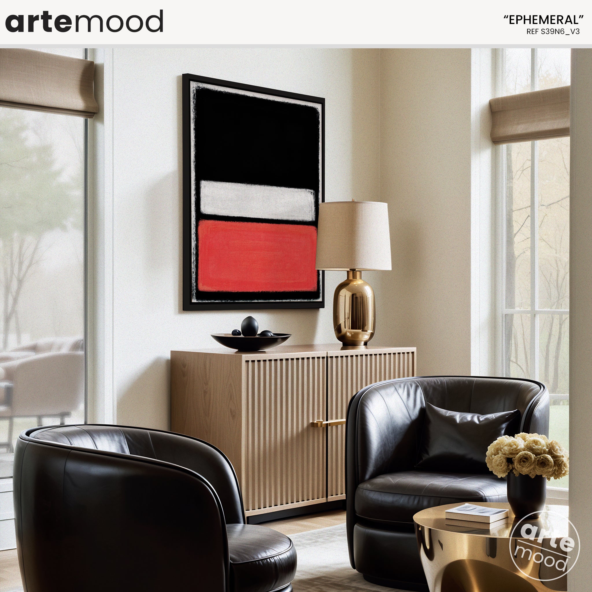 Color Field Artwork Print On Canvas - Black, Red, Contemporary, Loft Art, Luxury Art, Striking Minimal Art Print