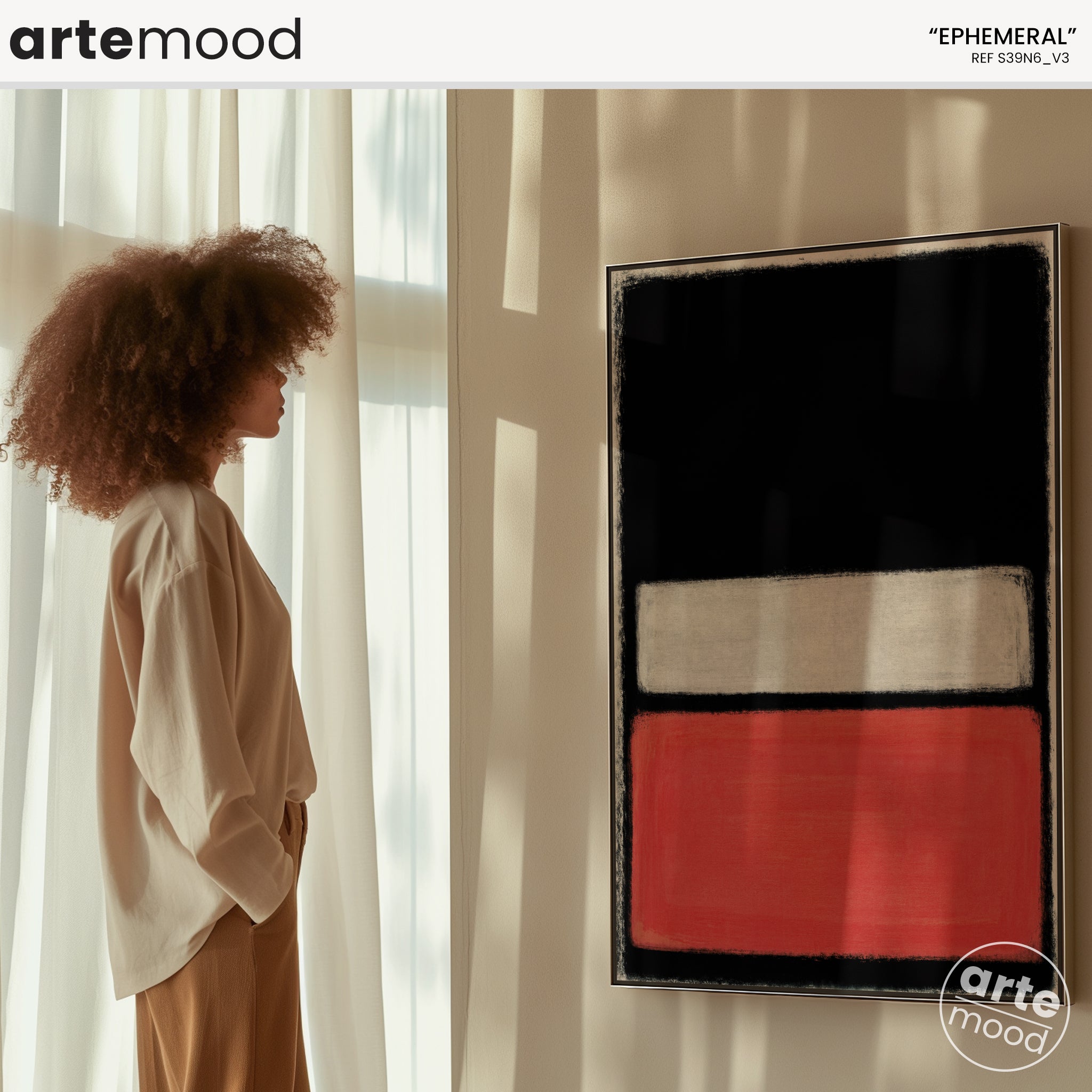 Color Field Artwork Print On Canvas - Black, Red, Contemporary, Loft Art, Luxury Art, Striking Minimal Art Print
