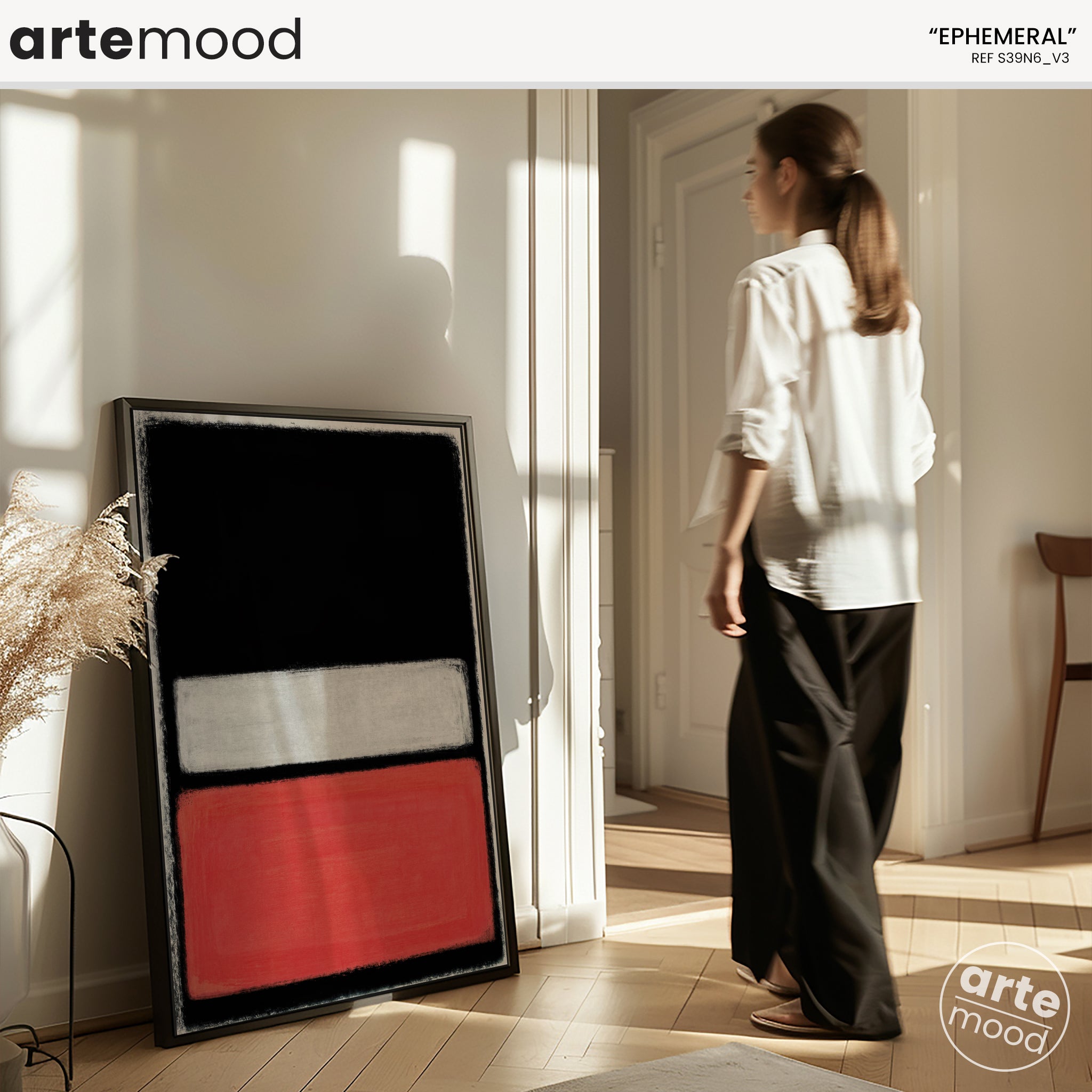 Color Field Artwork Print On Canvas - Black, Red, Contemporary, Loft Art, Luxury Art, Striking Minimal Art Print