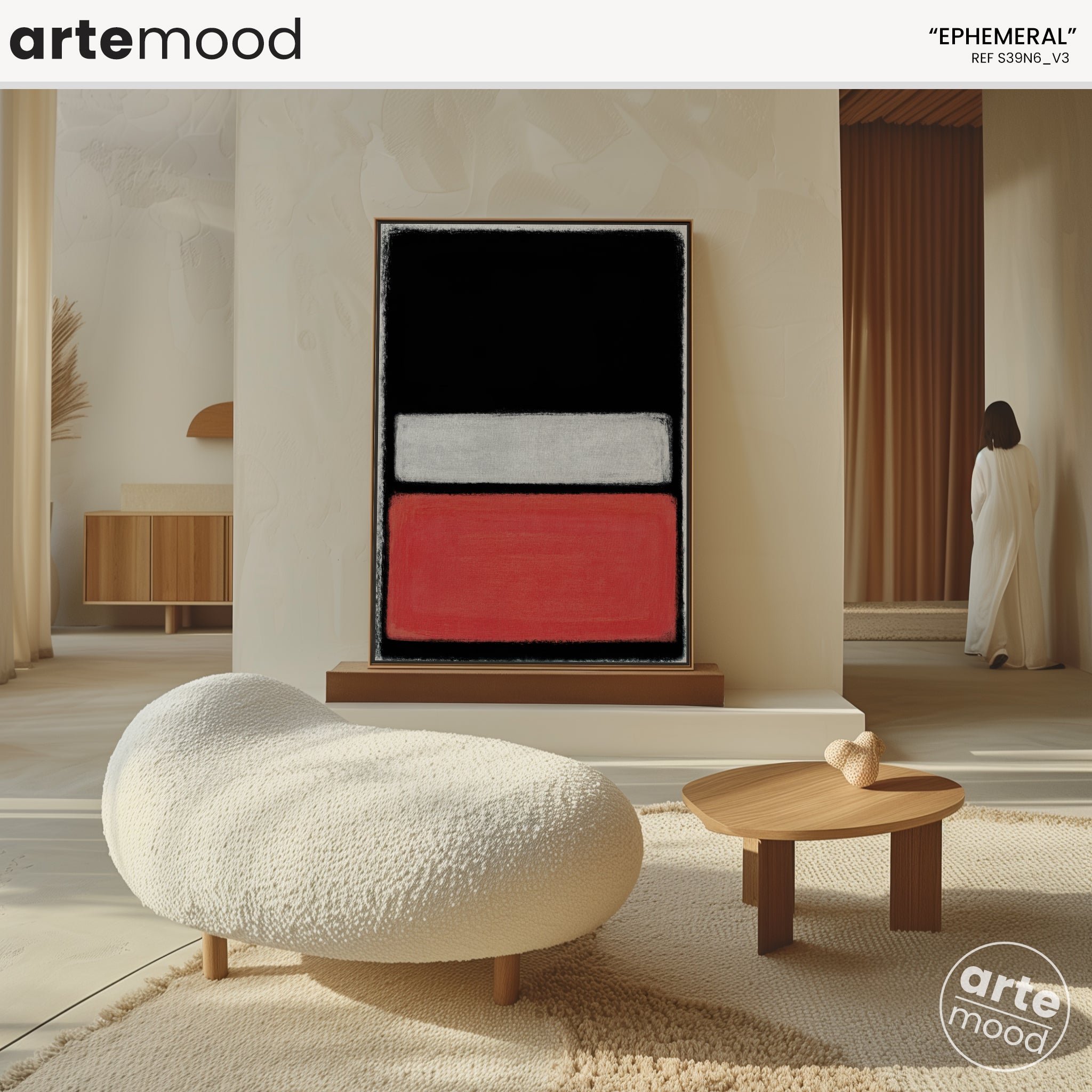 Color Field Artwork Print On Canvas - Black, Red, Contemporary, Loft Art, Luxury Art, Striking Minimal Art Print