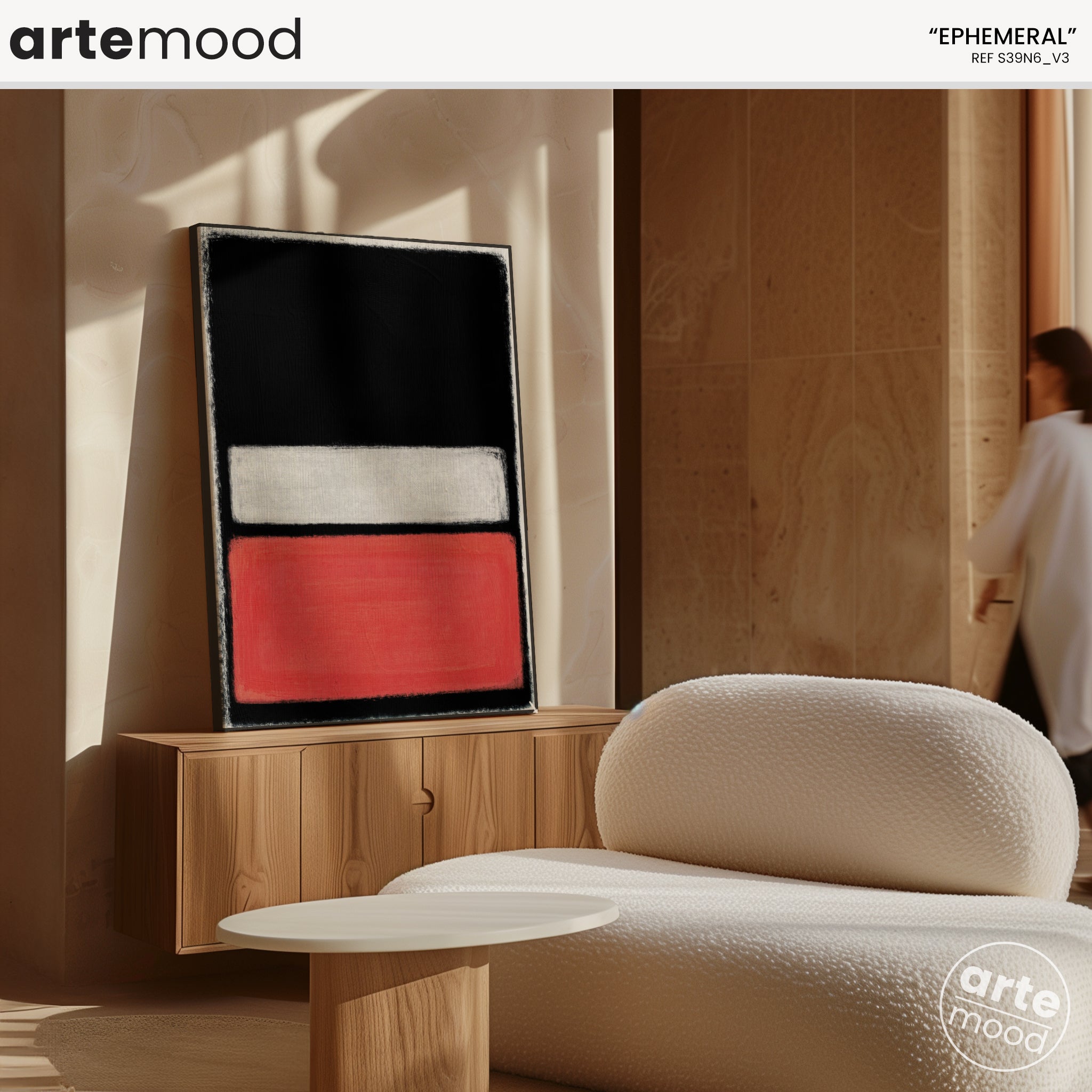 Color Field Artwork Print On Canvas - Black, Red, Contemporary, Loft Art, Luxury Art, Striking Minimal Art Print