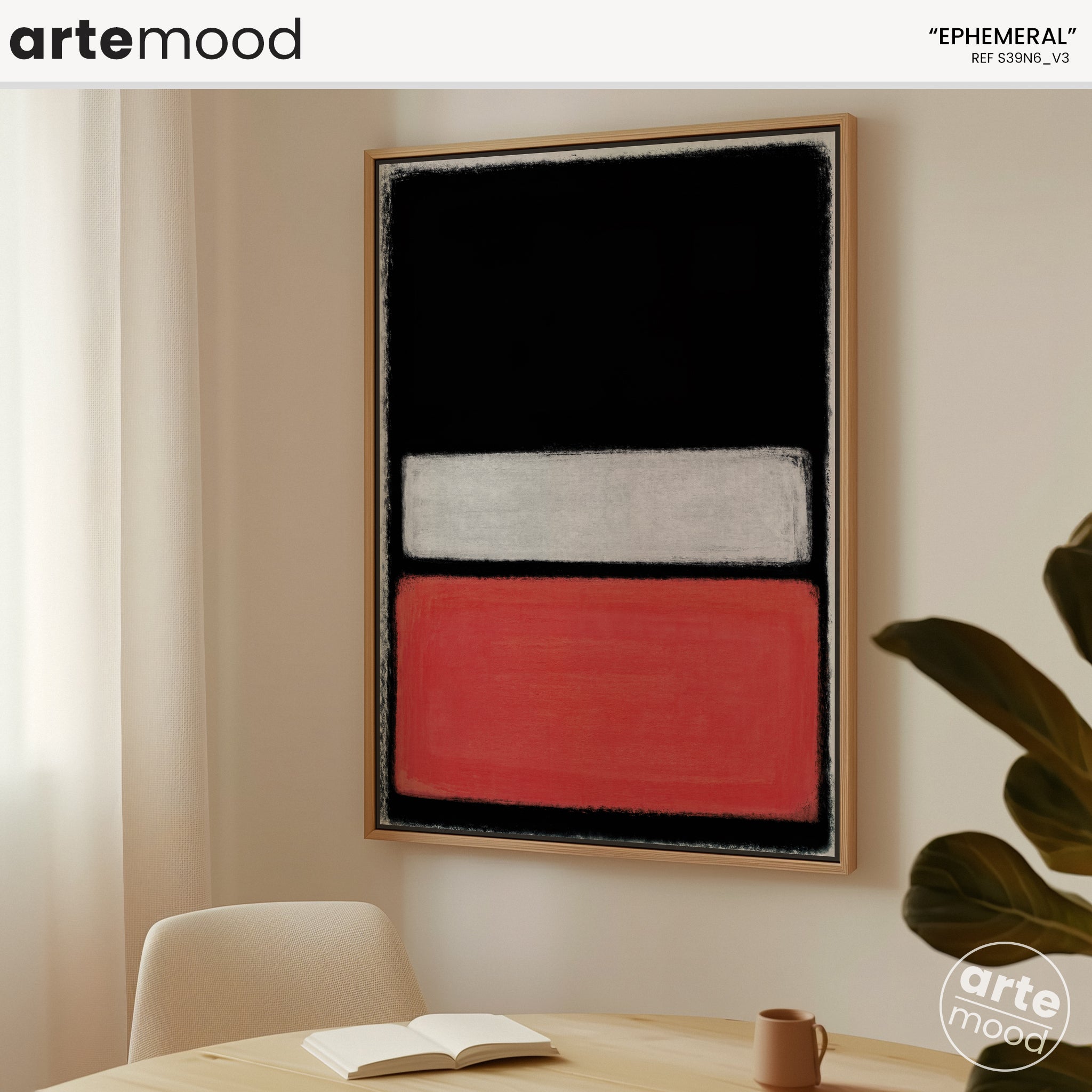 Color Field Artwork Print On Canvas - Black, Red, Contemporary, Loft Art, Luxury Art, Striking Minimal Art Print