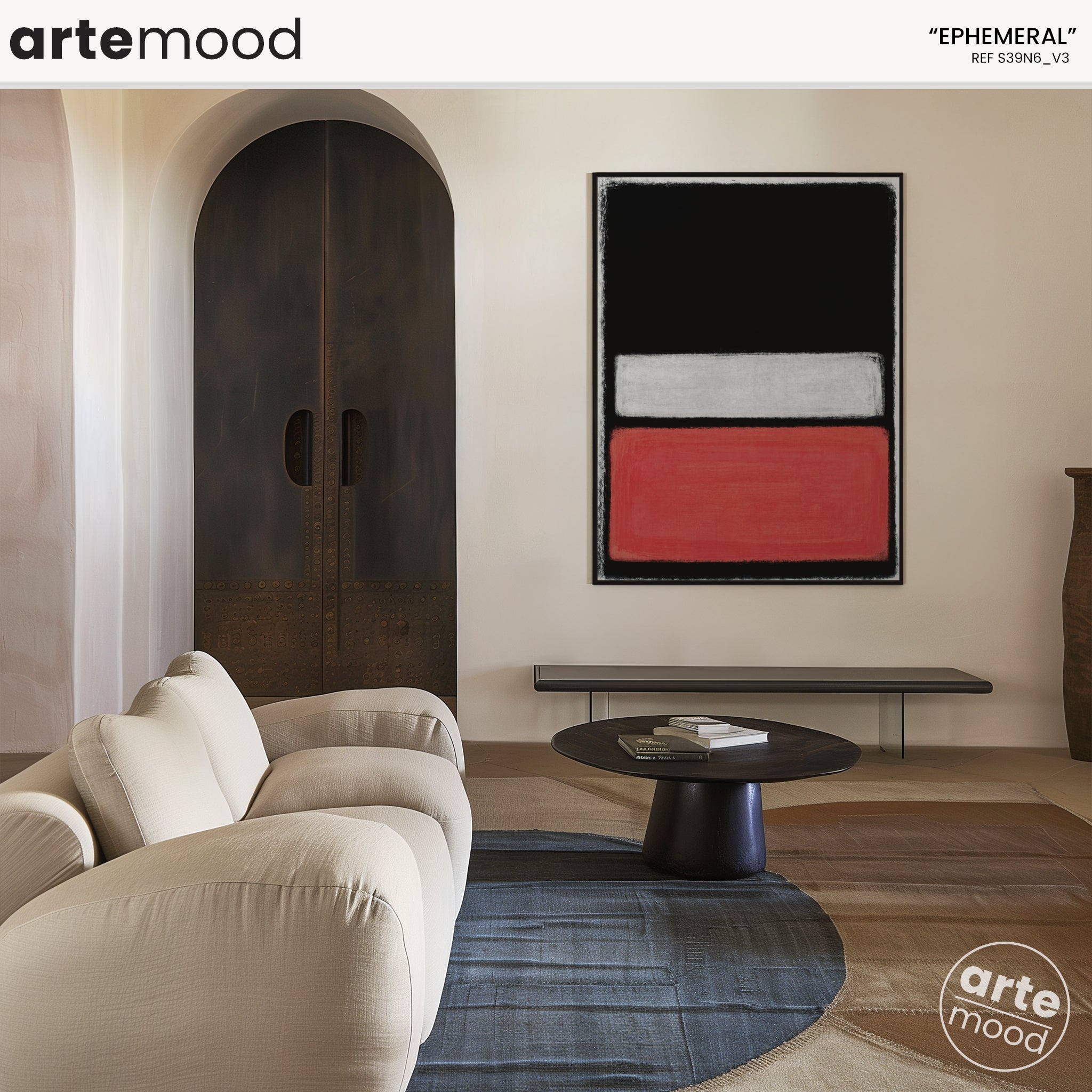 Color Field Artwork Print On Canvas - Black, Red, Contemporary, Loft Art, Luxury Art, Striking Minimal Art Print