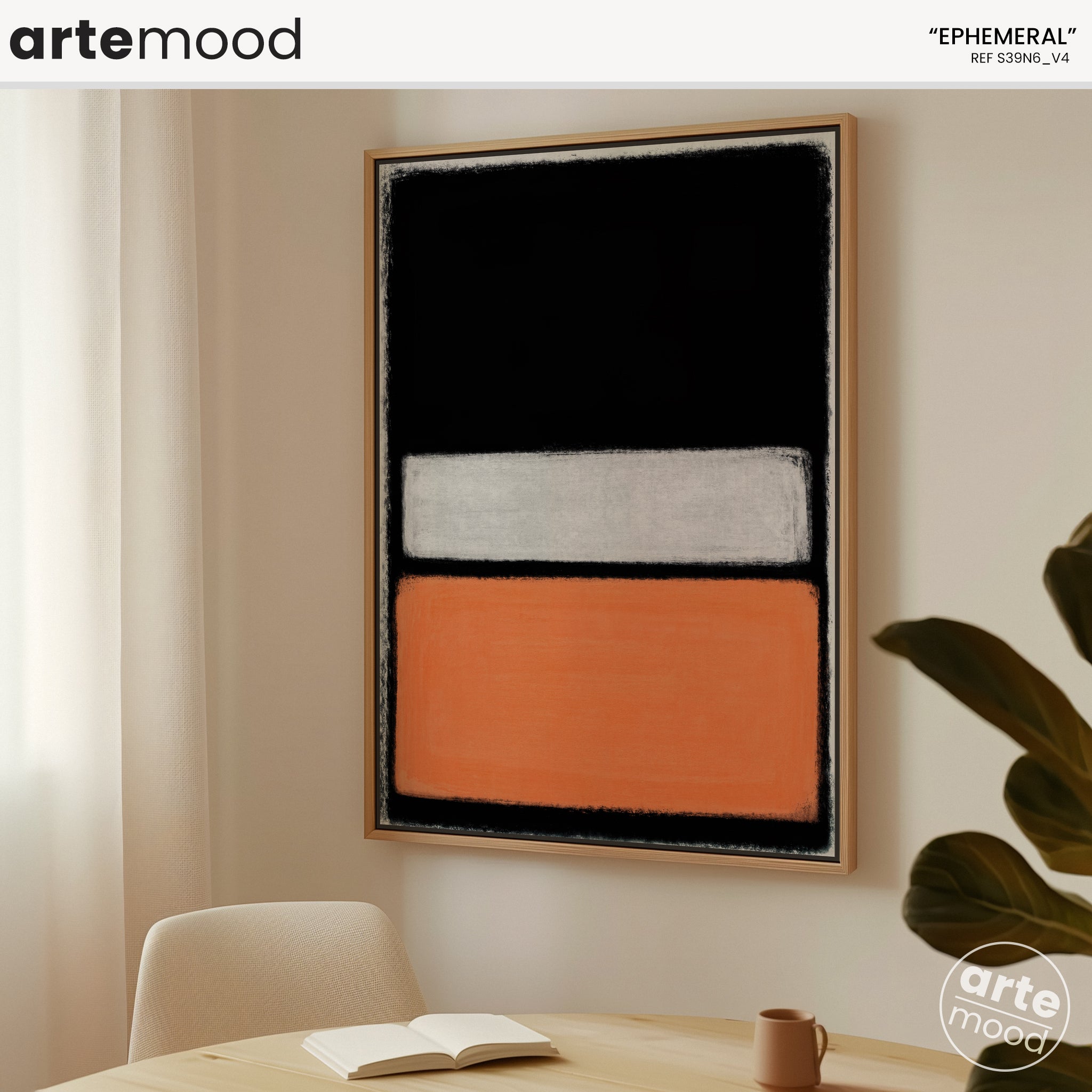 Color Field Artwork Print On Canvas - Minimalist, Zen, Orange, Black, Rothko Style Expressive Wall Art, Minimal Orange Rothko Art Print