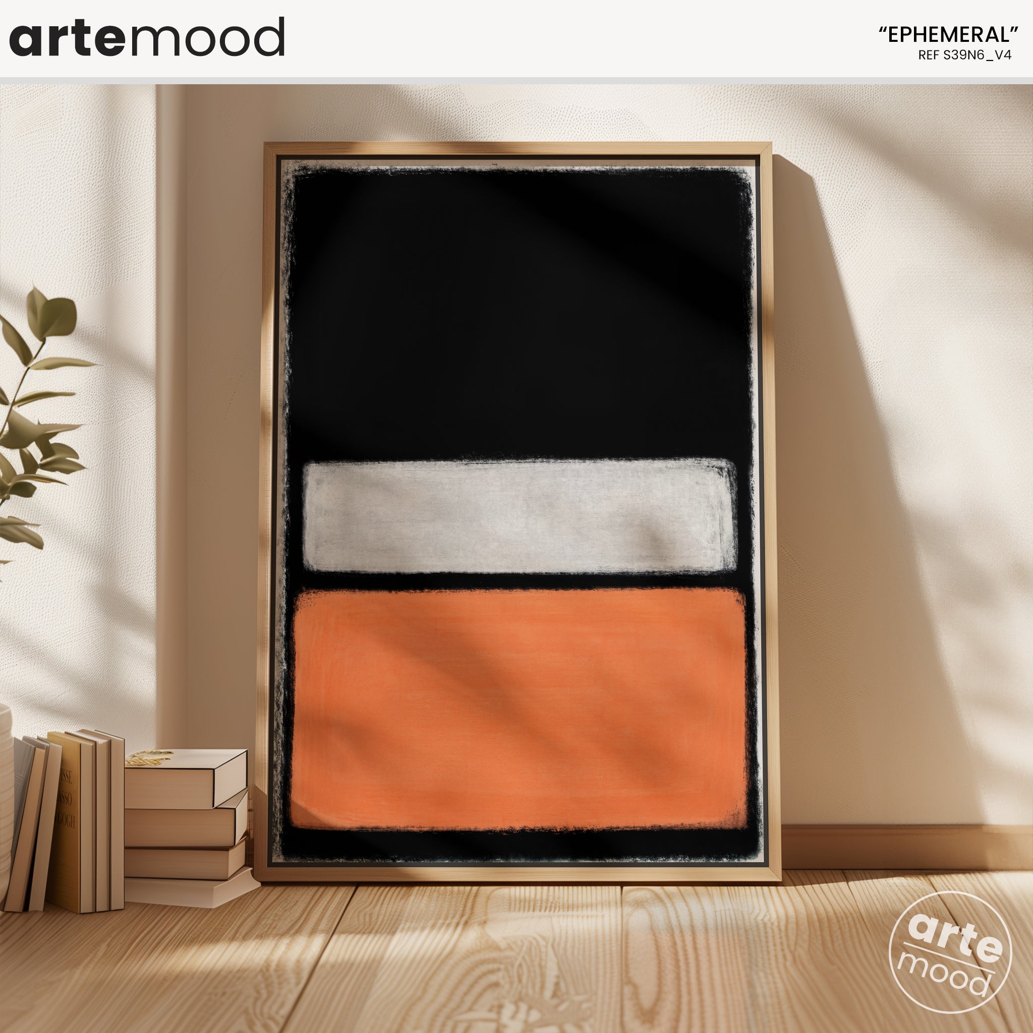 Color Field Artwork Print On Canvas - Minimalist, Zen, Orange, Black, Rothko Style Expressive Wall Art, Minimal Orange Rothko Art Print