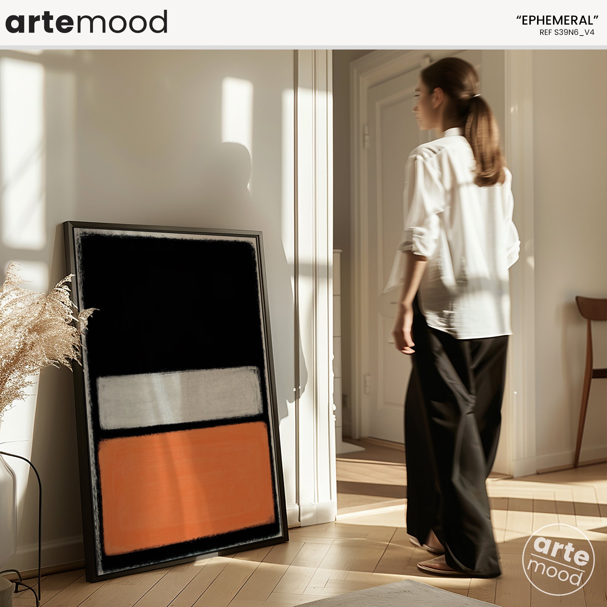 Color Field Artwork Print On Canvas - Minimalist, Zen, Orange, Black, Rothko Style Expressive Wall Art, Minimal Orange Rothko Art Print