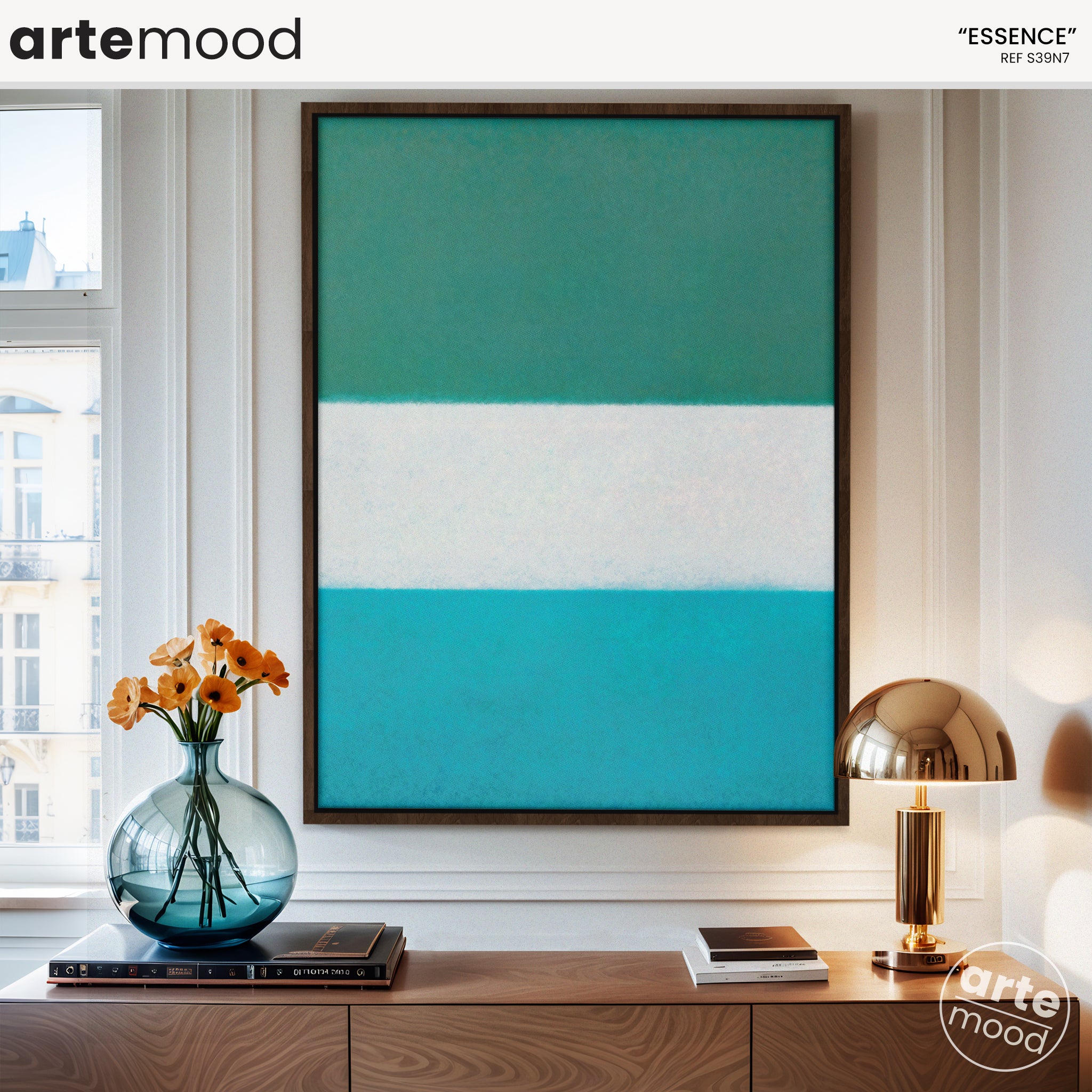 Color Field Artwork Print On Canvas - Minimalist, Green, Blue, Ocean, Zen Art Print
