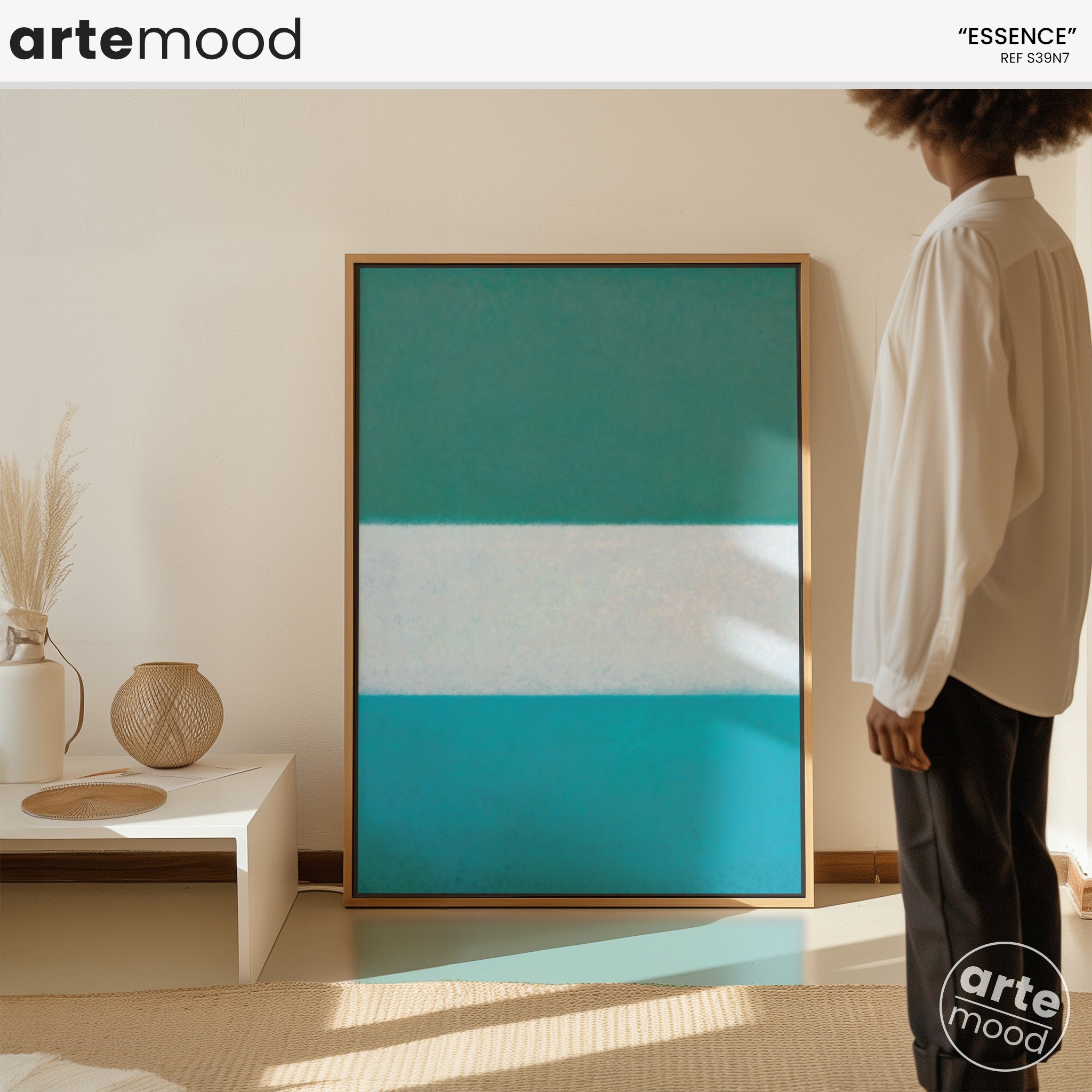 Color Field Artwork Print On Canvas - Minimalist, Green, Blue, Ocean, Zen Art Print