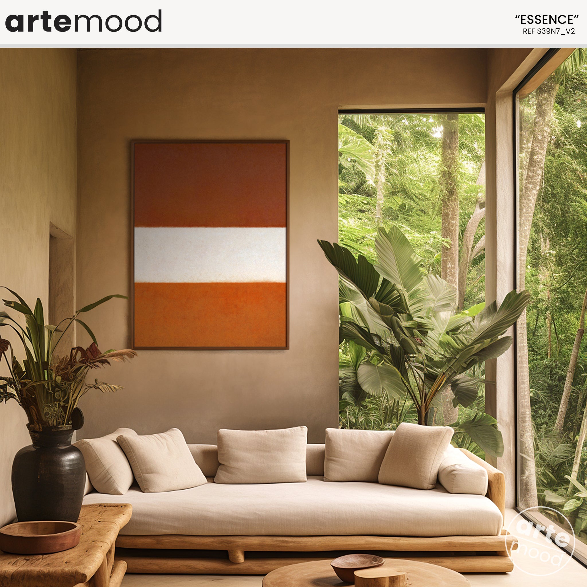 Color Field Artwork Print On Canvas - Minimalist, Zen, Orange, White, Brown, Contemporary, Rothko Style Wall Art