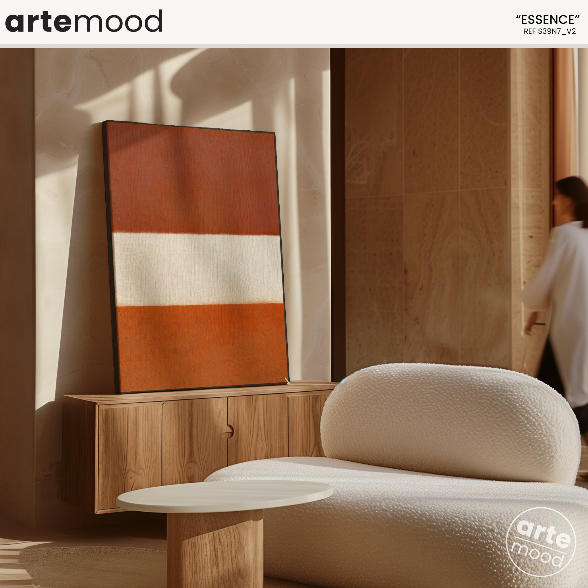 Color Field Artwork Print On Canvas - Minimalist, Zen, Orange, White, Brown, Contemporary, Rothko Style Wall Art