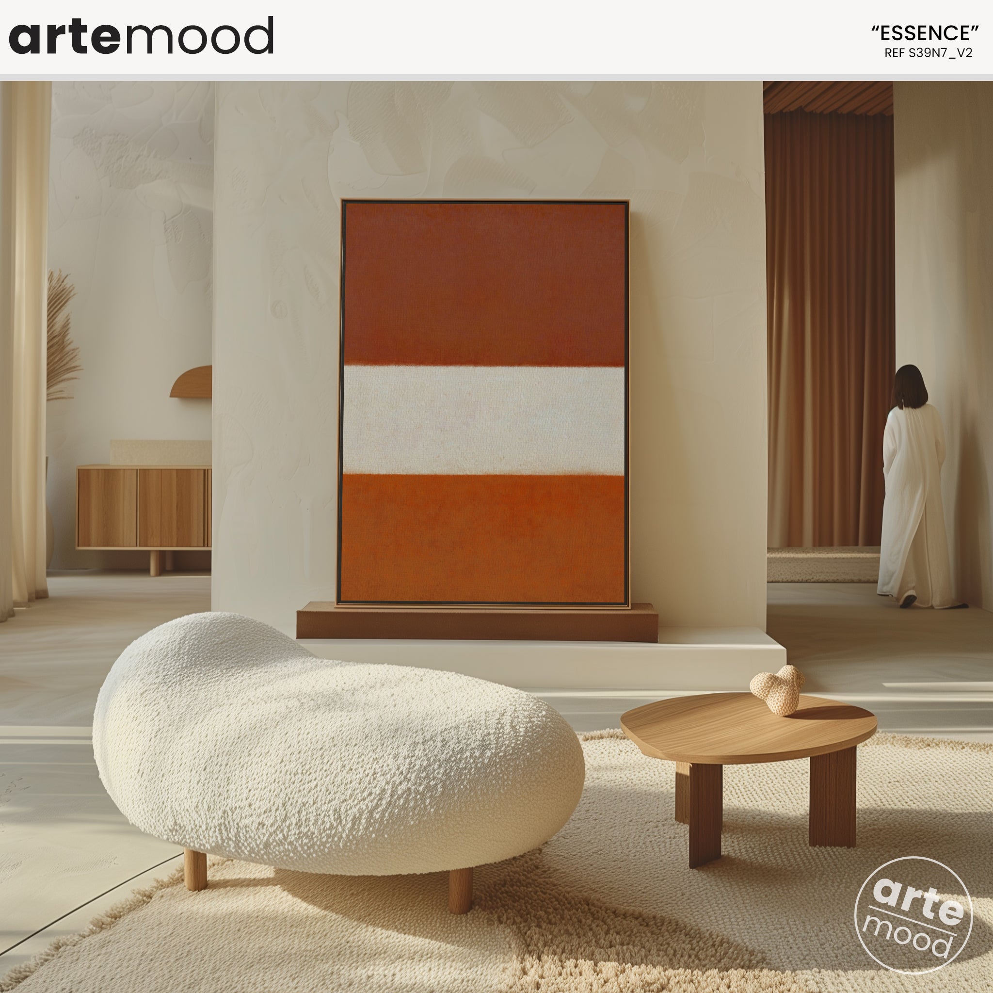 Color Field Artwork Print On Canvas - Minimalist, Zen, Orange, White, Brown, Contemporary, Rothko Style Wall Art