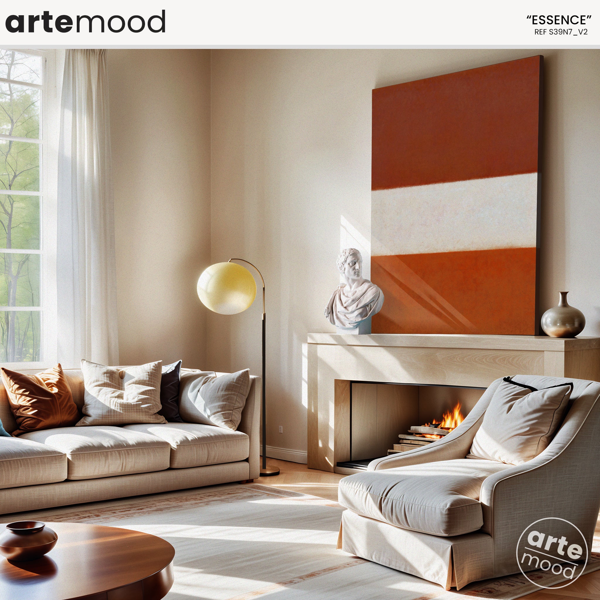 Color Field Artwork Print On Canvas - Minimalist, Zen, Orange, White, Brown, Contemporary, Rothko Style Wall Art