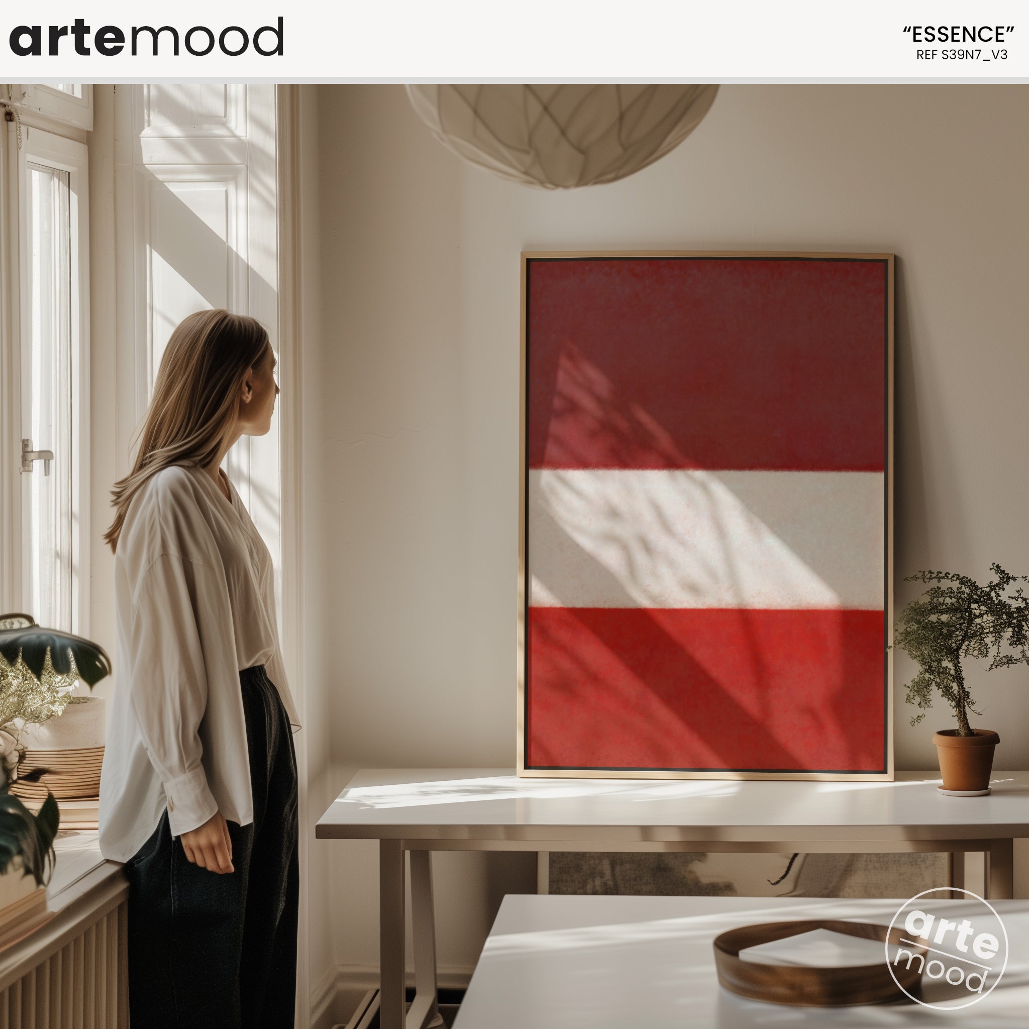 Color Field Artwork Print On Canvas - Minimalist, Zen, Red Tones, Vibrant, Passion