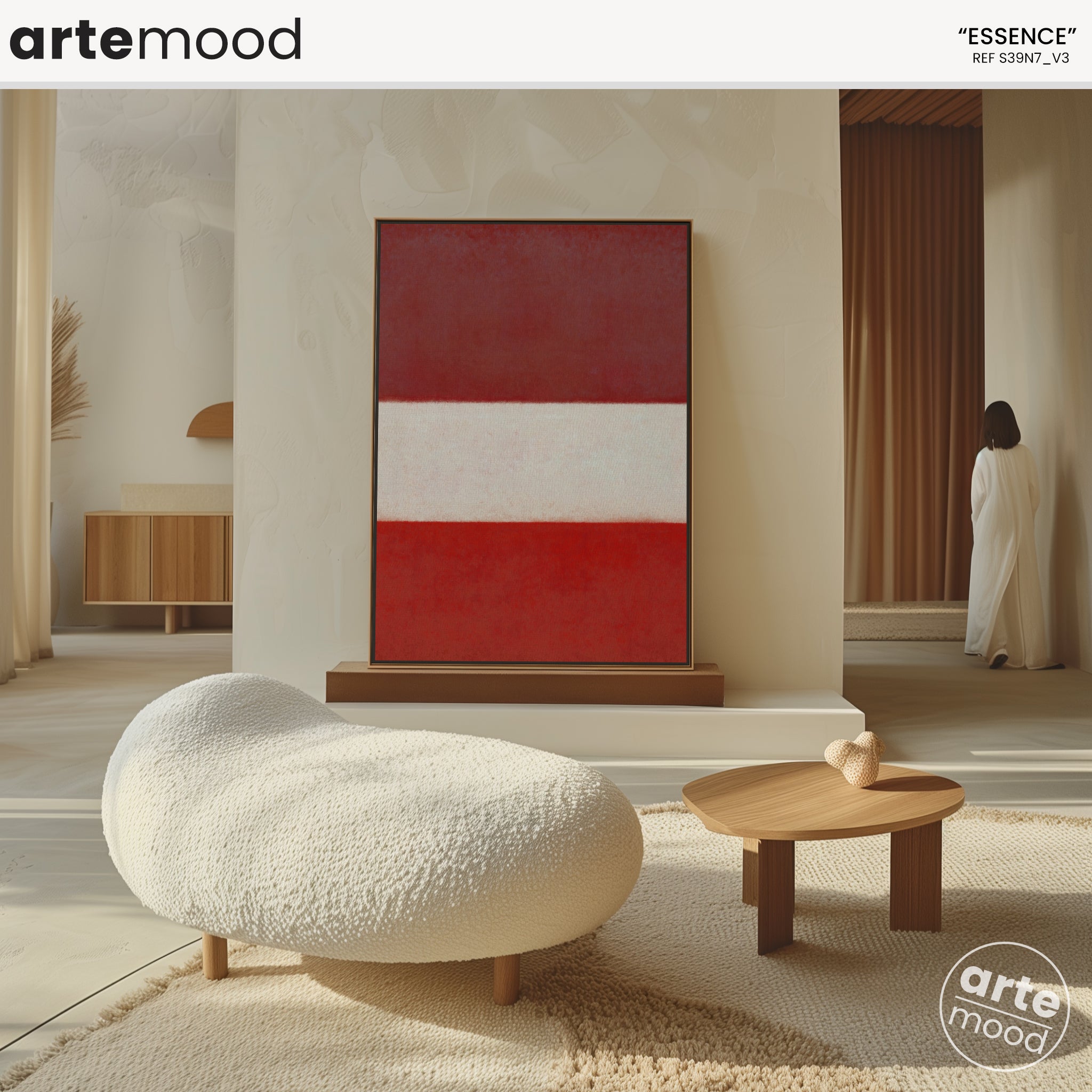 Color Field Artwork Print On Canvas - Minimalist, Zen, Red Tones, Vibrant, Passion