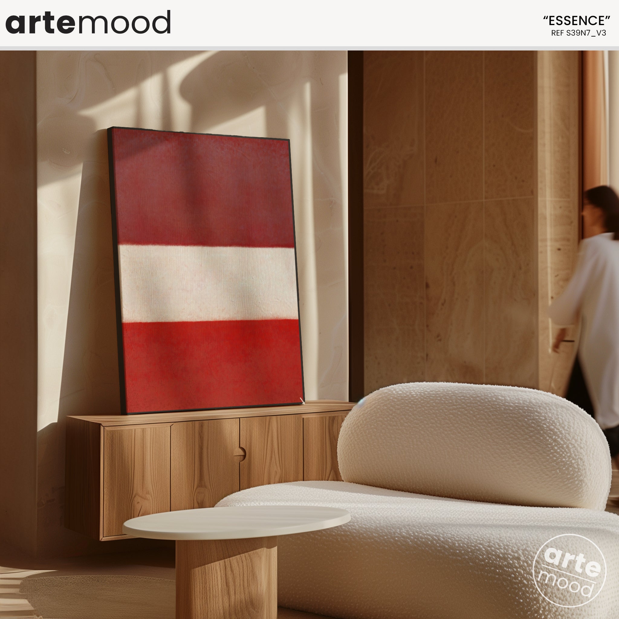 Color Field Artwork Print On Canvas - Minimalist, Zen, Red Tones, Vibrant, Passion