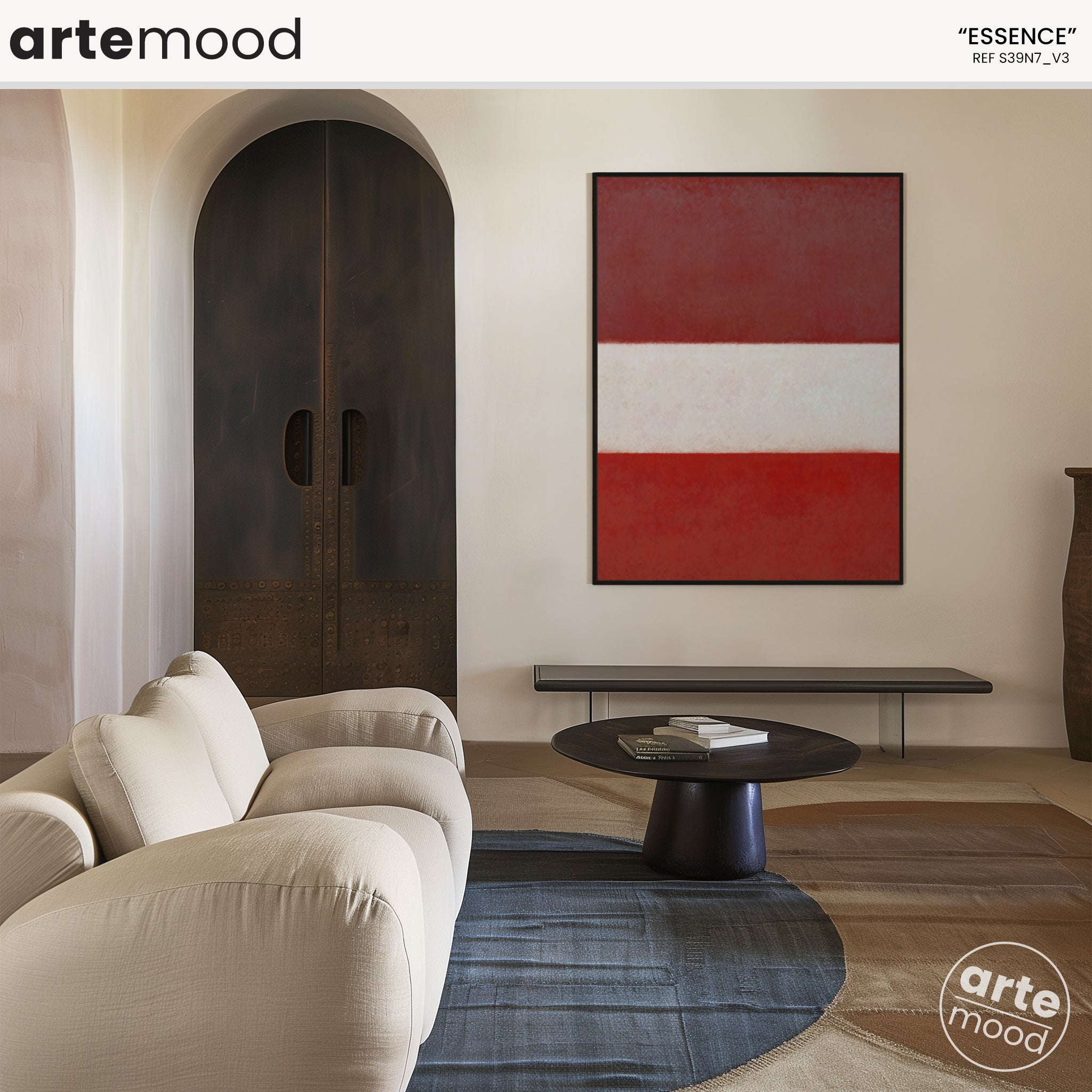 Color Field Artwork Print On Canvas - Minimalist, Zen, Red Tones, Vibrant, Passion
