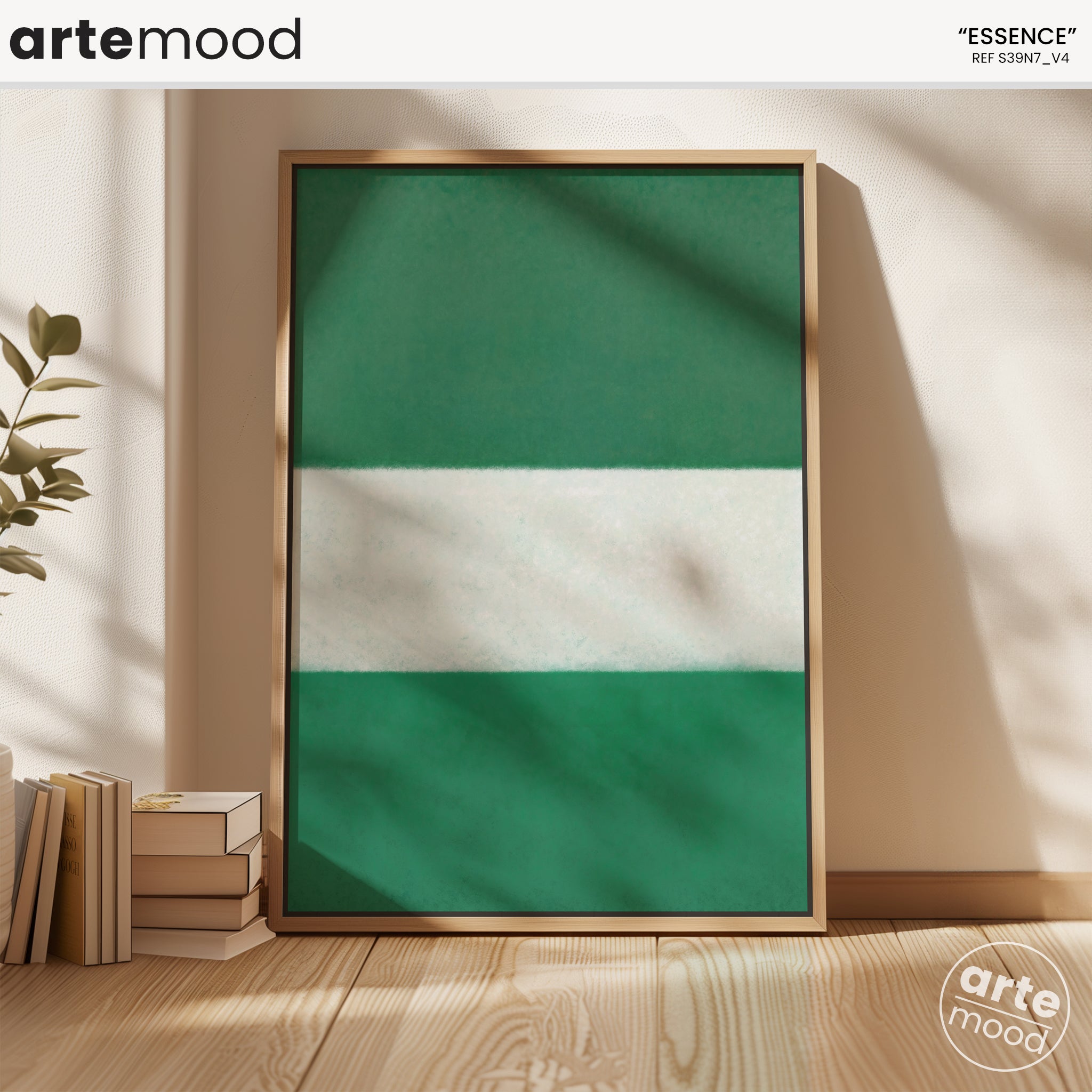 Color Field Artwork Print On Canvas - Minimalist, Zen, Green, White, Neutral Tones, Calming Wall Art, Nature Garden Art, Tropical Chic Art