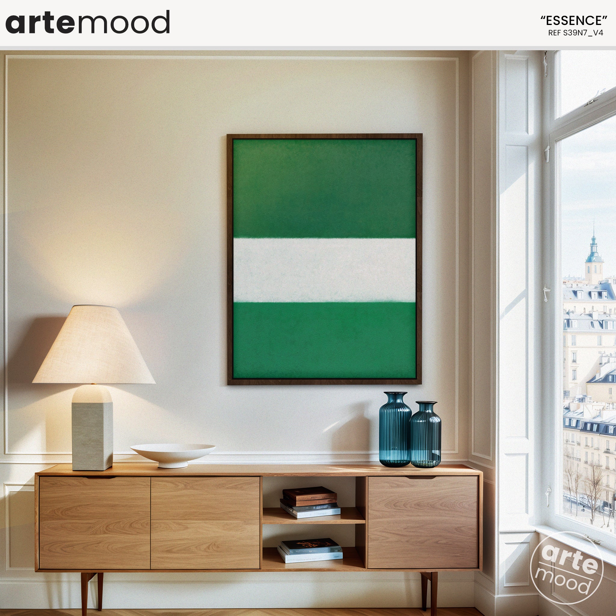 Color Field Artwork Print On Canvas - Minimalist, Zen, Green, White, Neutral Tones, Calming Wall Art, Nature Garden Art, Tropical Chic Art