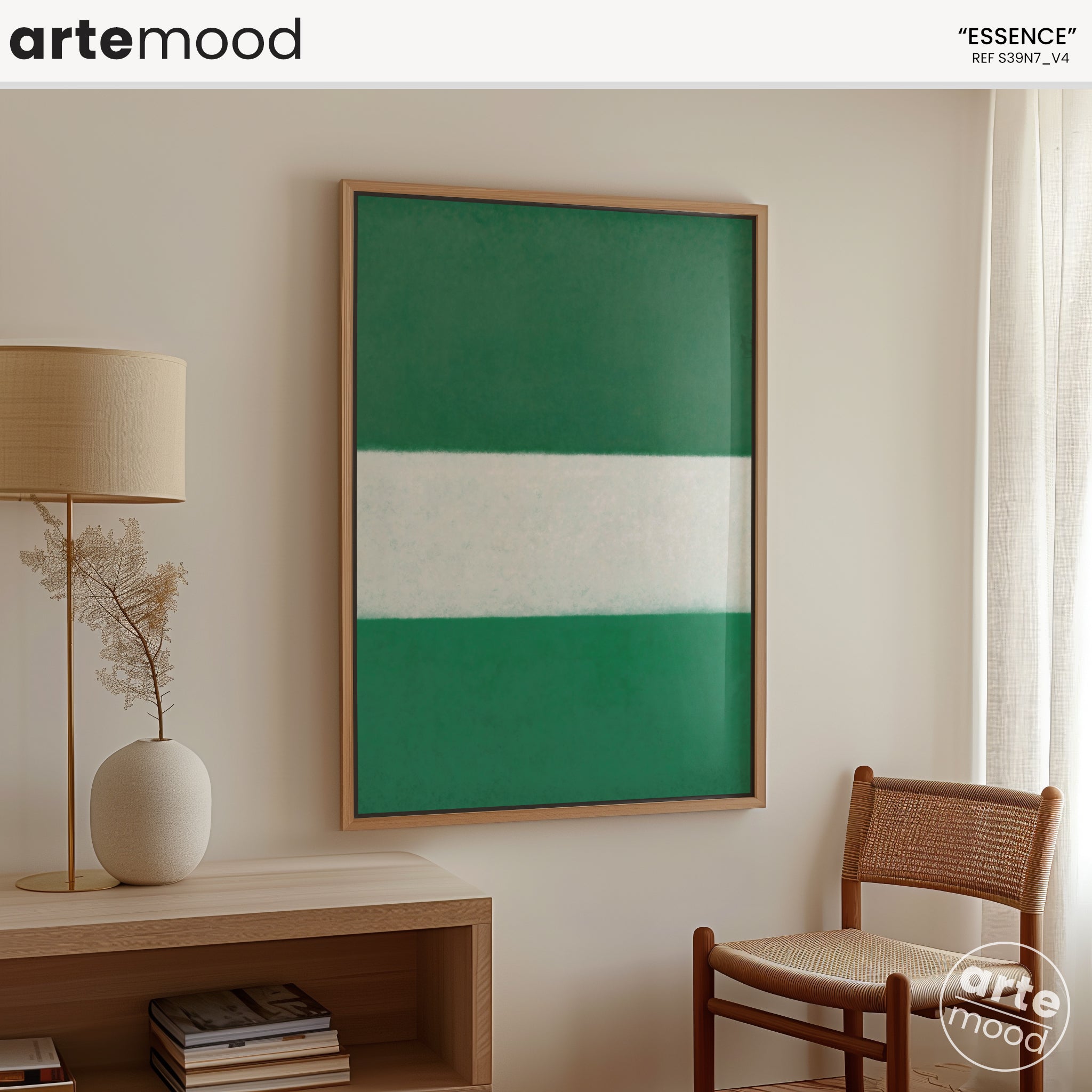 Color Field Artwork Print On Canvas - Minimalist, Zen, Green, White, Neutral Tones, Calming Wall Art, Nature Garden Art, Tropical Chic Art