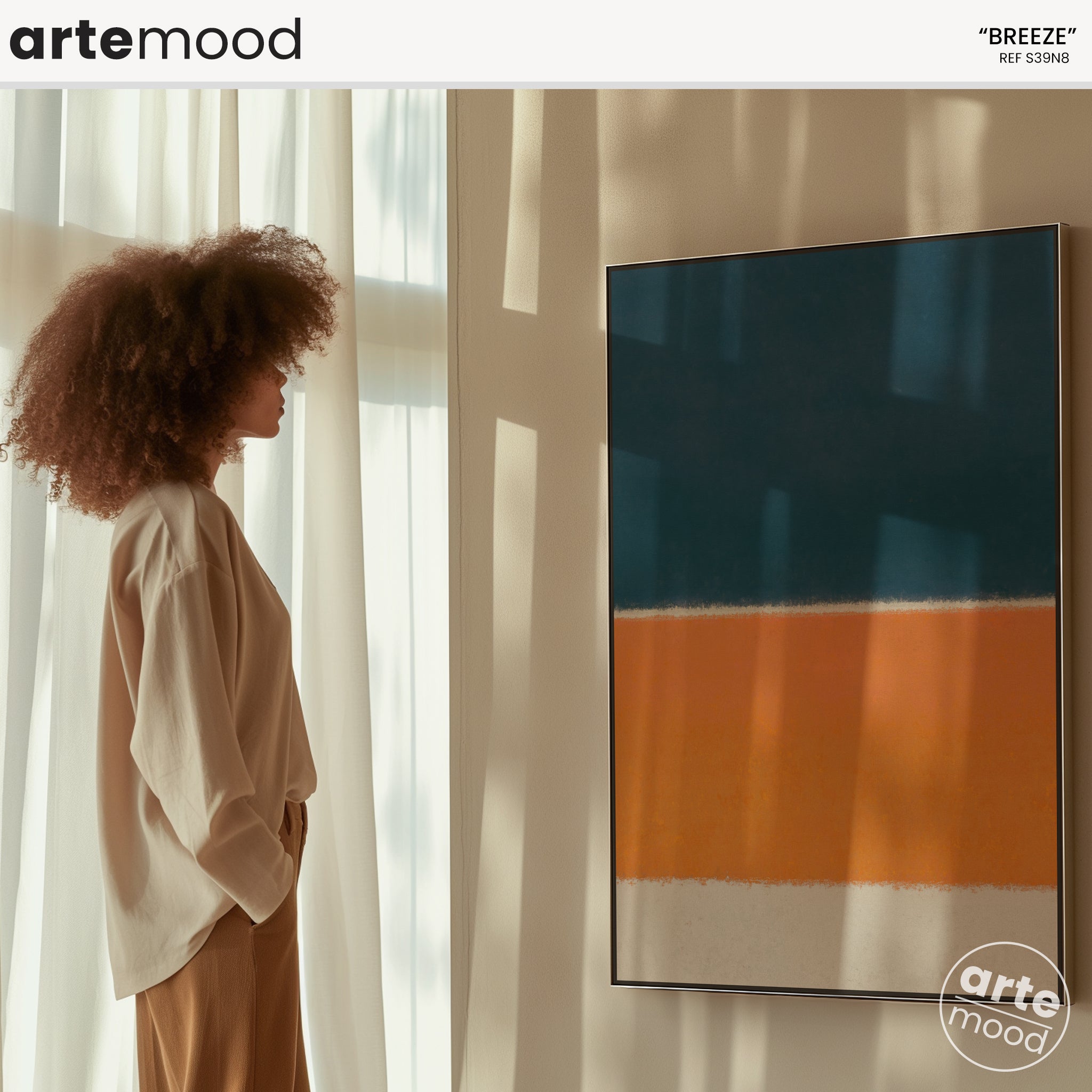 Color Field Artwork Print On Canvas - Minimalist, Zen, Orange, Blue, White, Ocean Art, Beach Wall Art, Sand Dunes, Beach House Wall Decor, Wall Art