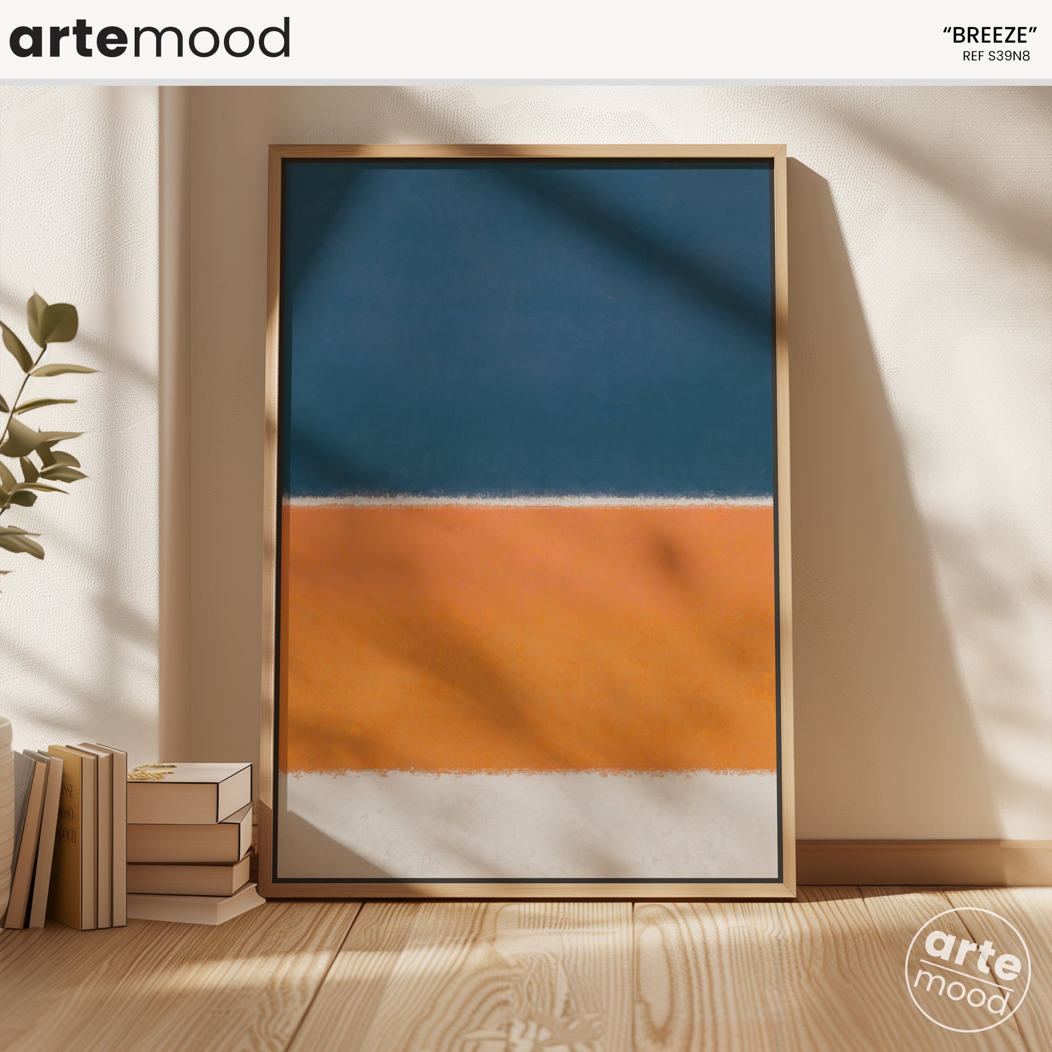 Color Field Artwork Print On Canvas - Minimalist, Zen, Orange, Blue, White, Ocean Art, Beach Wall Art, Sand Dunes, Beach House Wall Decor, Wall Art