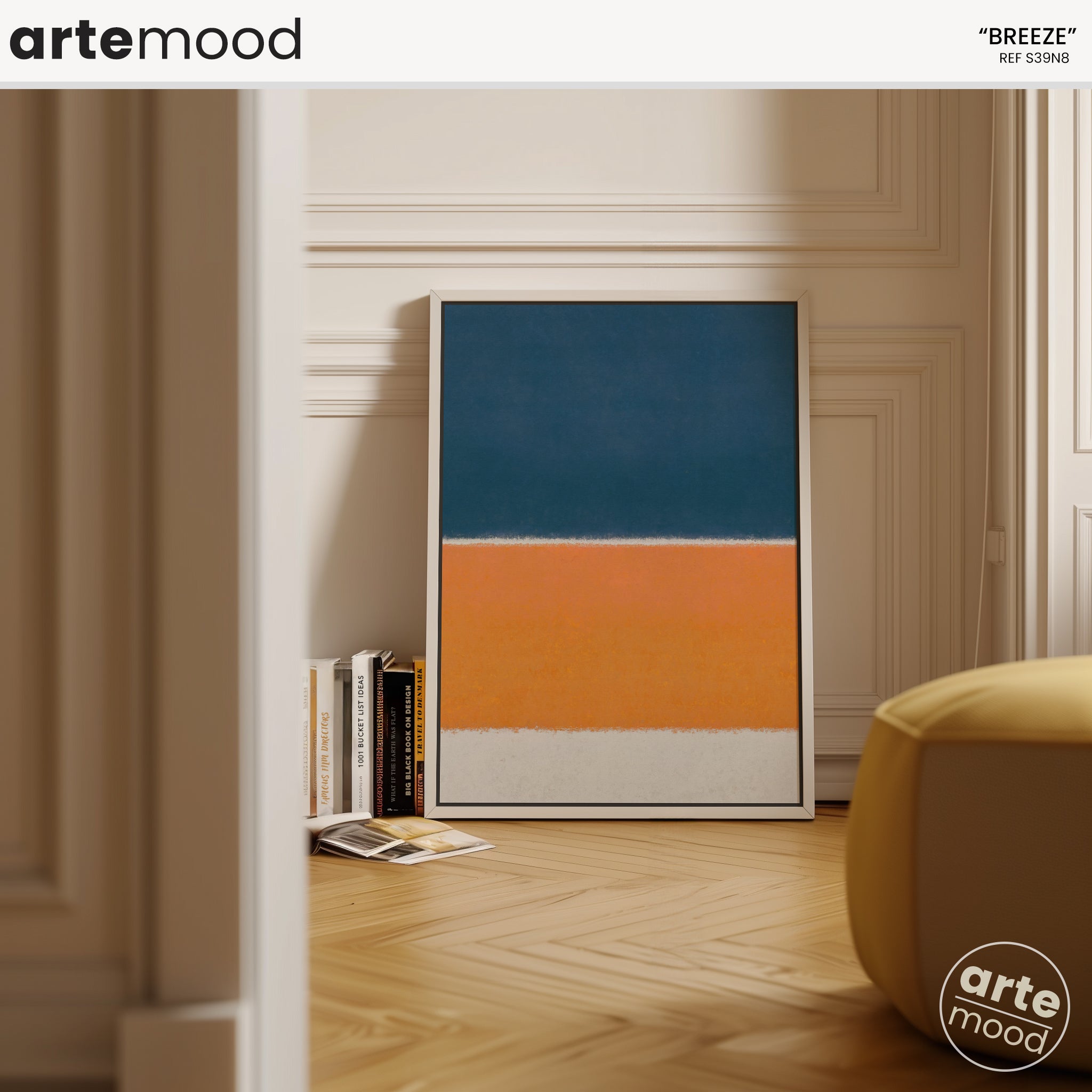 Color Field Artwork Print On Canvas - Minimalist, Zen, Orange, Blue, White, Ocean Art, Beach Wall Art, Sand Dunes, Beach House Wall Decor, Wall Art