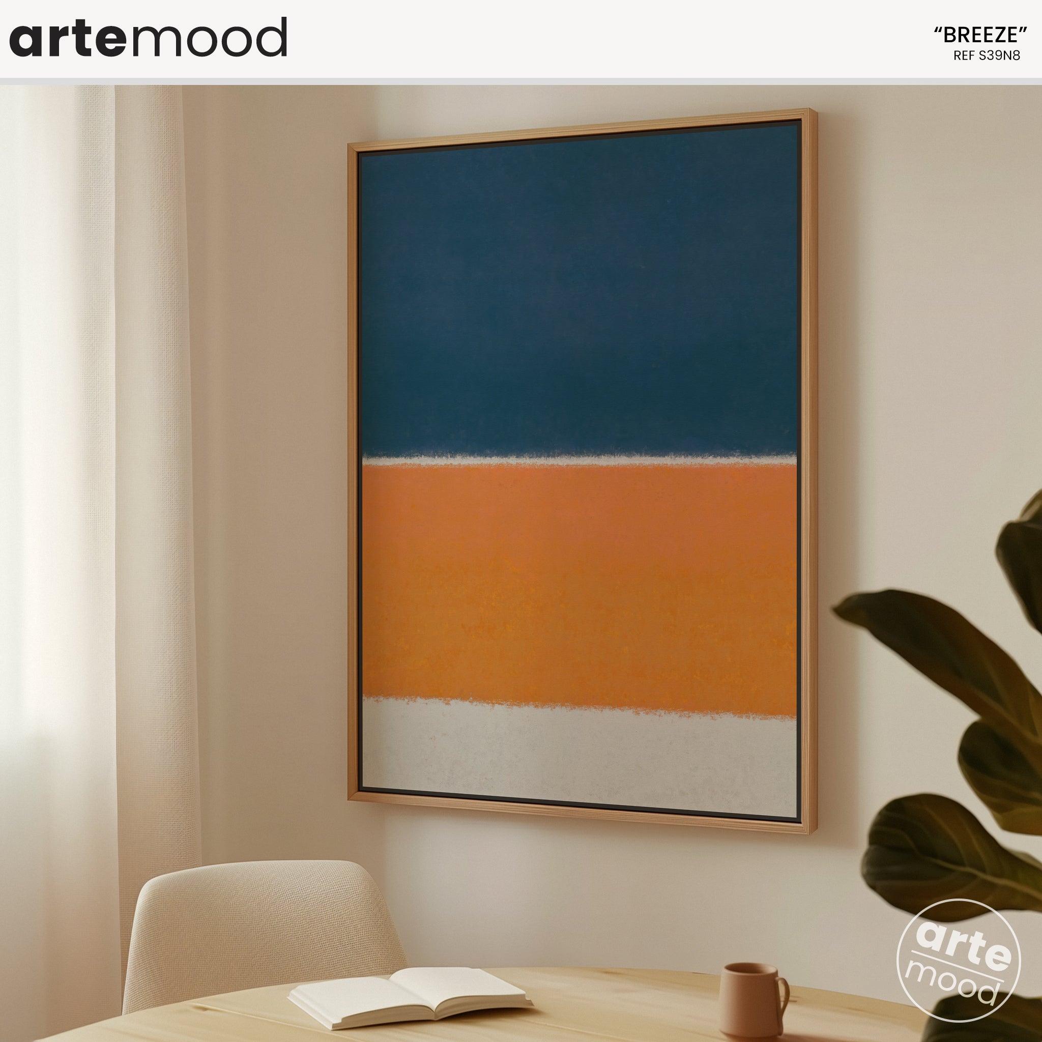 Color Field Artwork Print On Canvas - Minimalist, Zen, Orange, Blue, White, Ocean Art, Beach Wall Art, Sand Dunes, Beach House Wall Decor, Wall Art